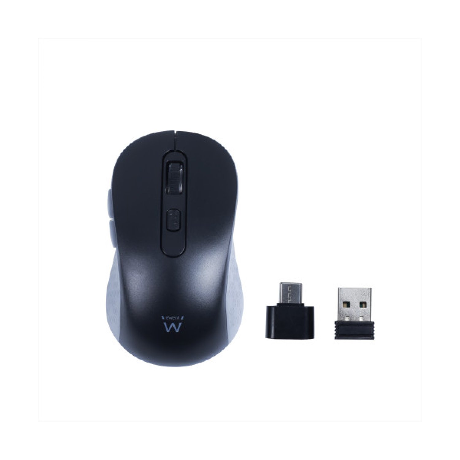 Ewent Ratón Inalámbrico · 2,4 GHz · USB-A · Botones Silenciosos · Adaptador Type-C