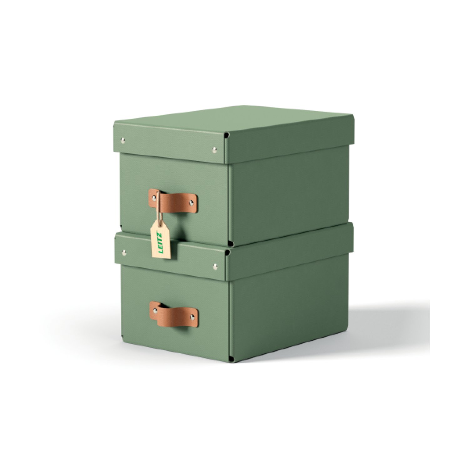 Leitz · Pack 2 Cajas Almacenamiento · Cartón Pequeña · Color Verde