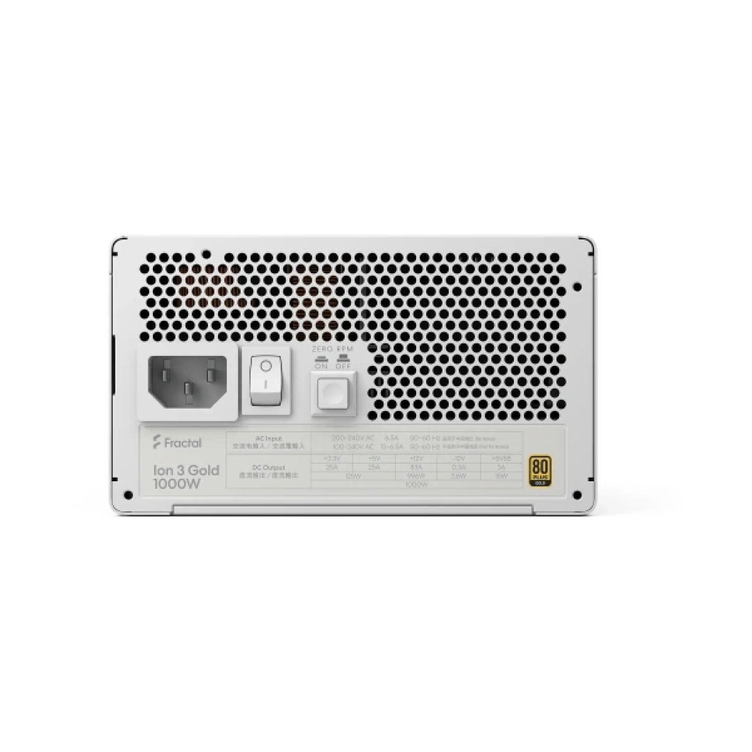 Fractal Design Ion 3 · 80+ Gold · Fuente de Alimentación · Blanca