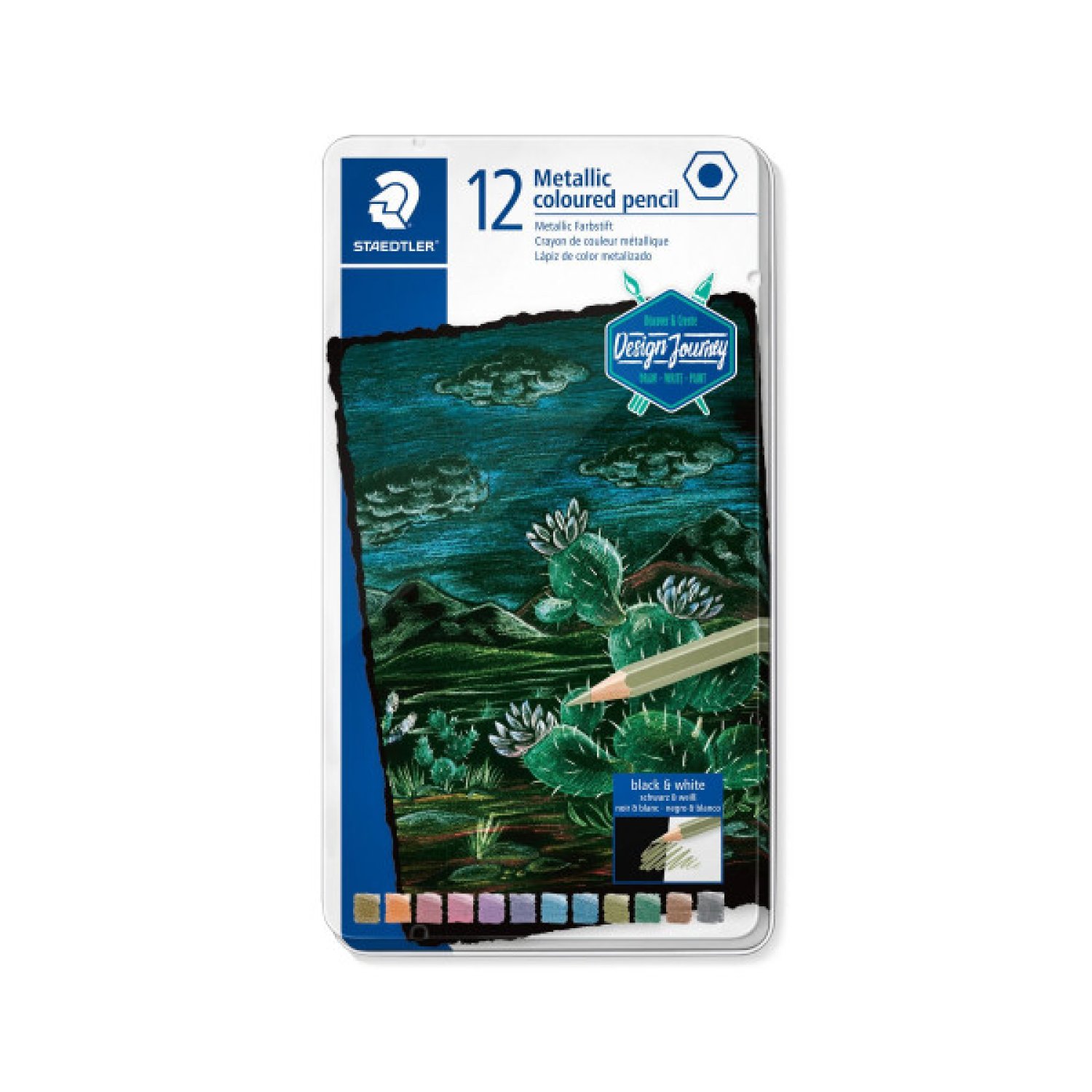Staedtler Design Journey · Estuche 12 Lápices de Colores Metálicos · Acabado Premium