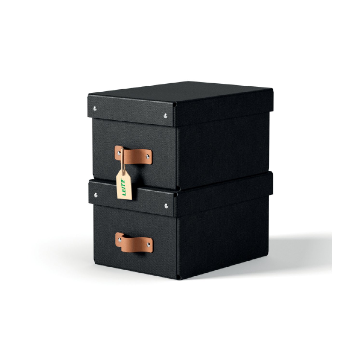 Leitz · Pack 2 Cajas Almacenamiento Cartón · Tamaño Pequeño · Negro