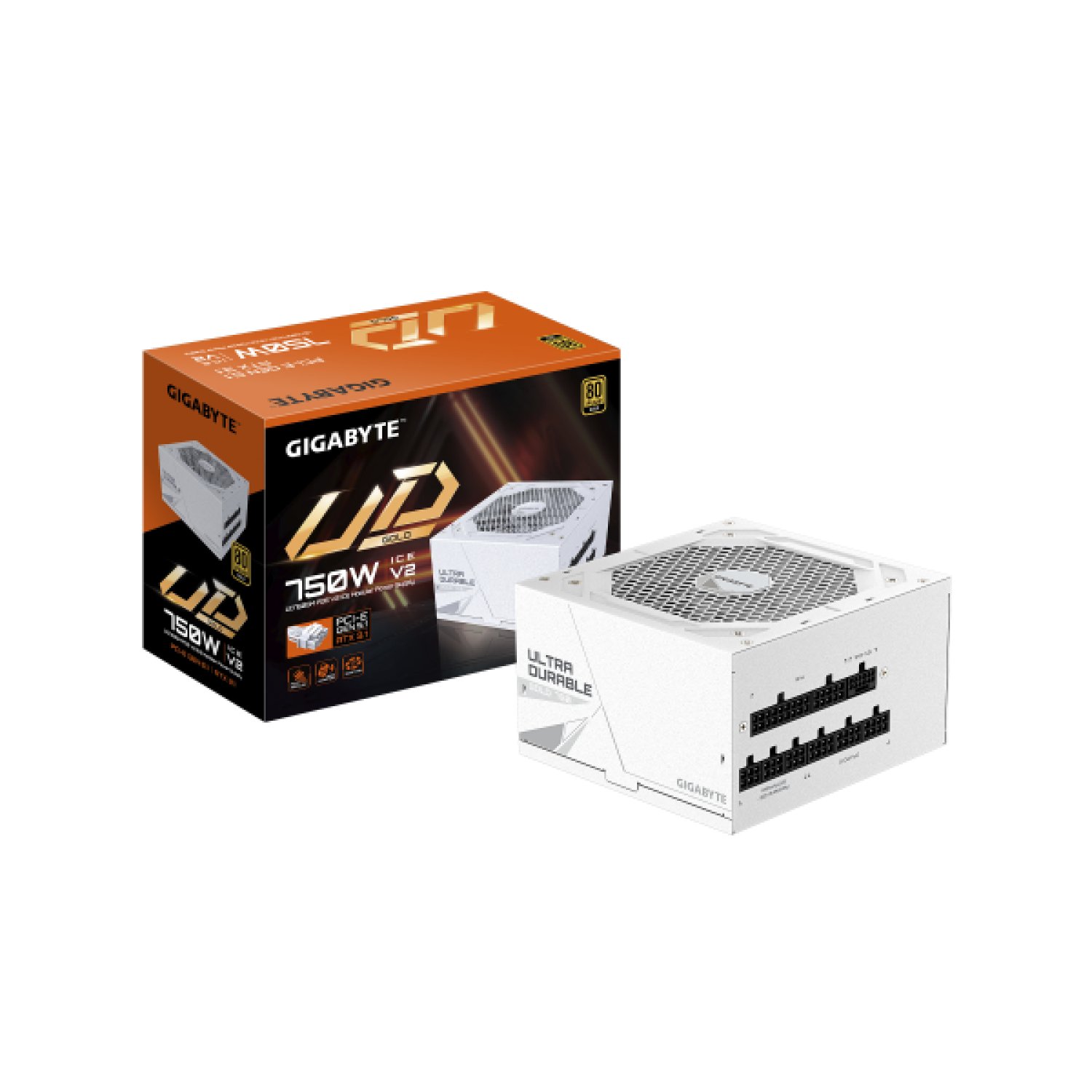 Gigabyte UD750GM PG5 V2 ICE · 750W · 80 PLUS Gold · PCIe Gen 5.1 · Modular · ATX 3.1