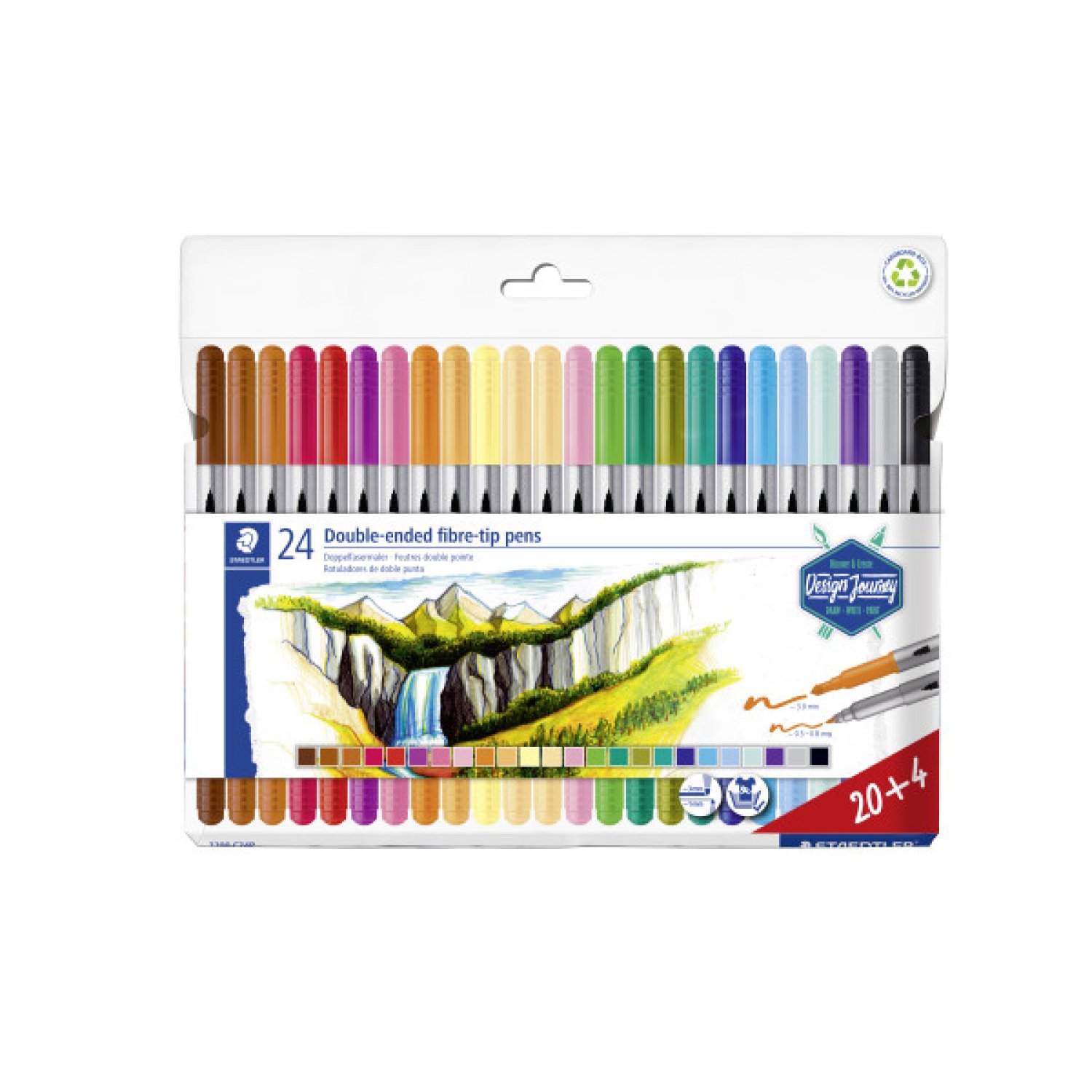Staedtler 3200 · Rotuladores Doble Punta · 12 Colores Pastel · Estuche Cartón