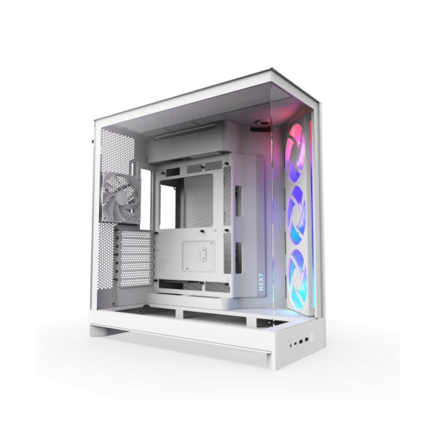 NZXT H9 Flow RGB · Caja Mid-Tower Dual-Chamber · 2 Ventiladores RGB · Blanco