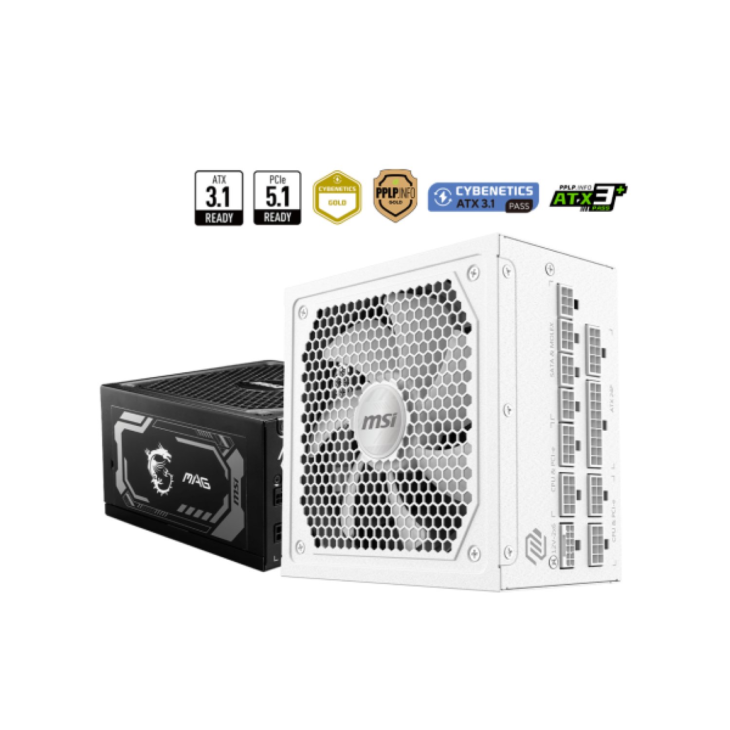 MSI MAG A1000GL · 1000W · 80 Plus Gold · Modular · PCI-E 5.0 · Blanca