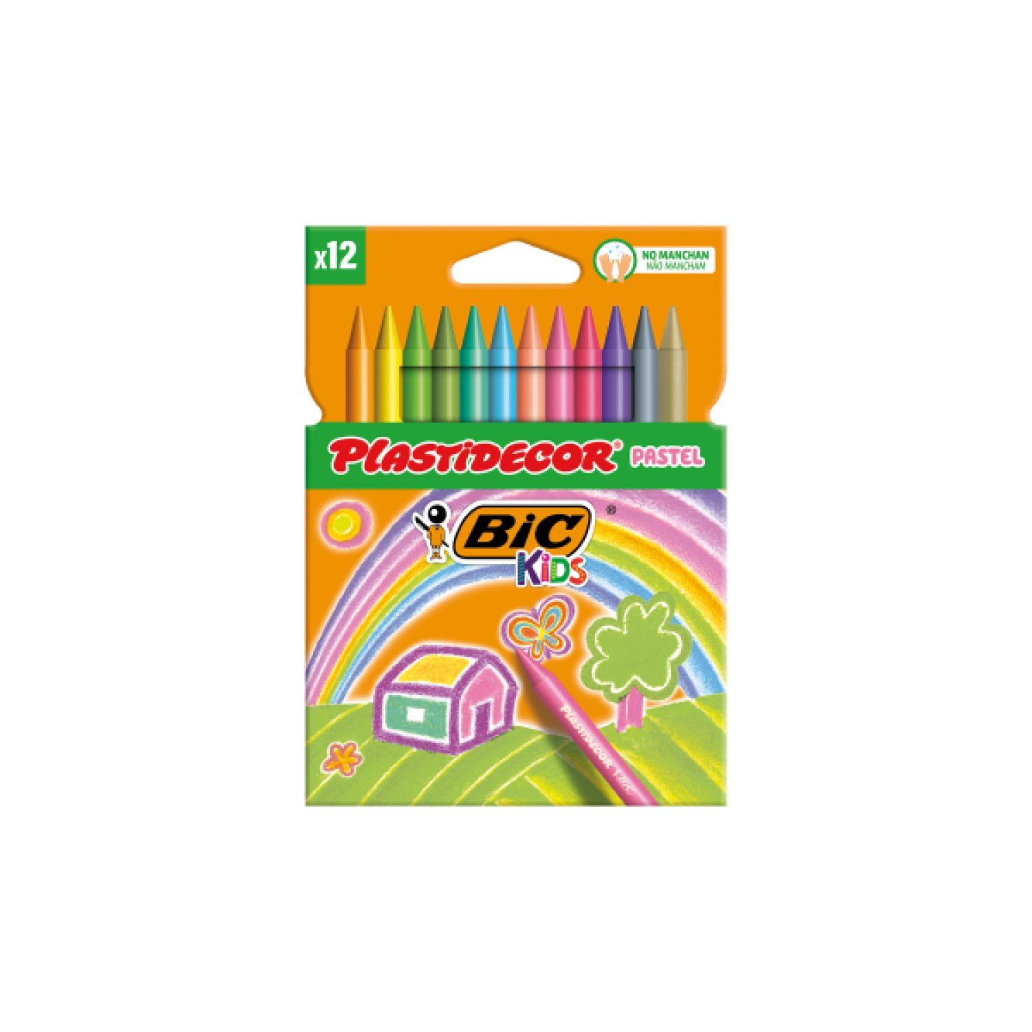 Plastidecor · Estuche 12 Ceras Pastel · Colores Vibrantes · BIC