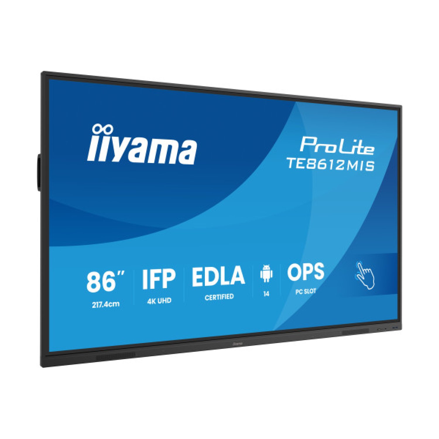 Iiyama · Monitor Interactivo 86" · Android 14 · 4K UHD · 8GB RAM · 128GB · 2x20W · WiFi · LAN