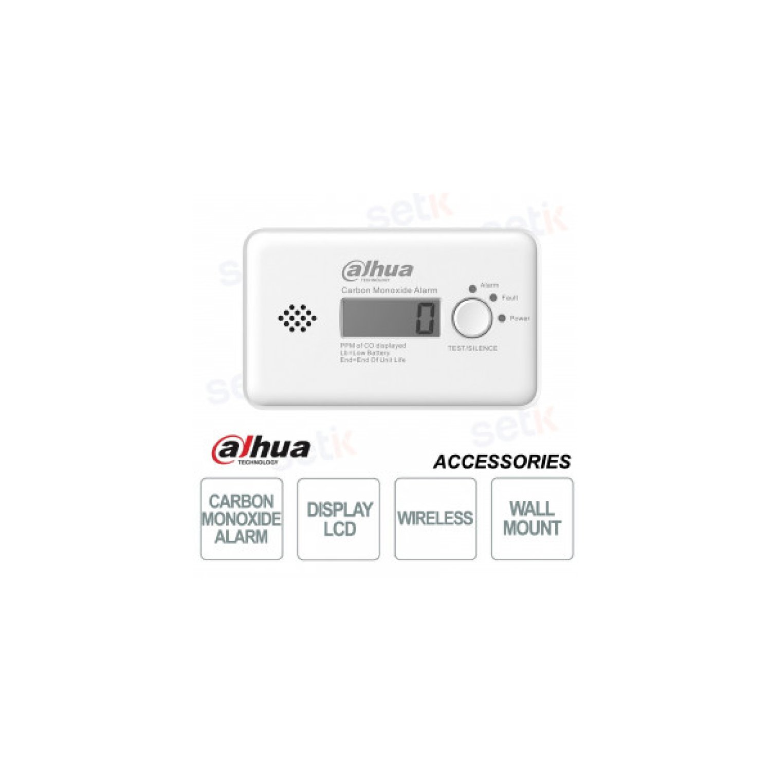 Dahua · Detector de Monóxido de Carbono · Conexión Radio · Alarma Inalámbrica