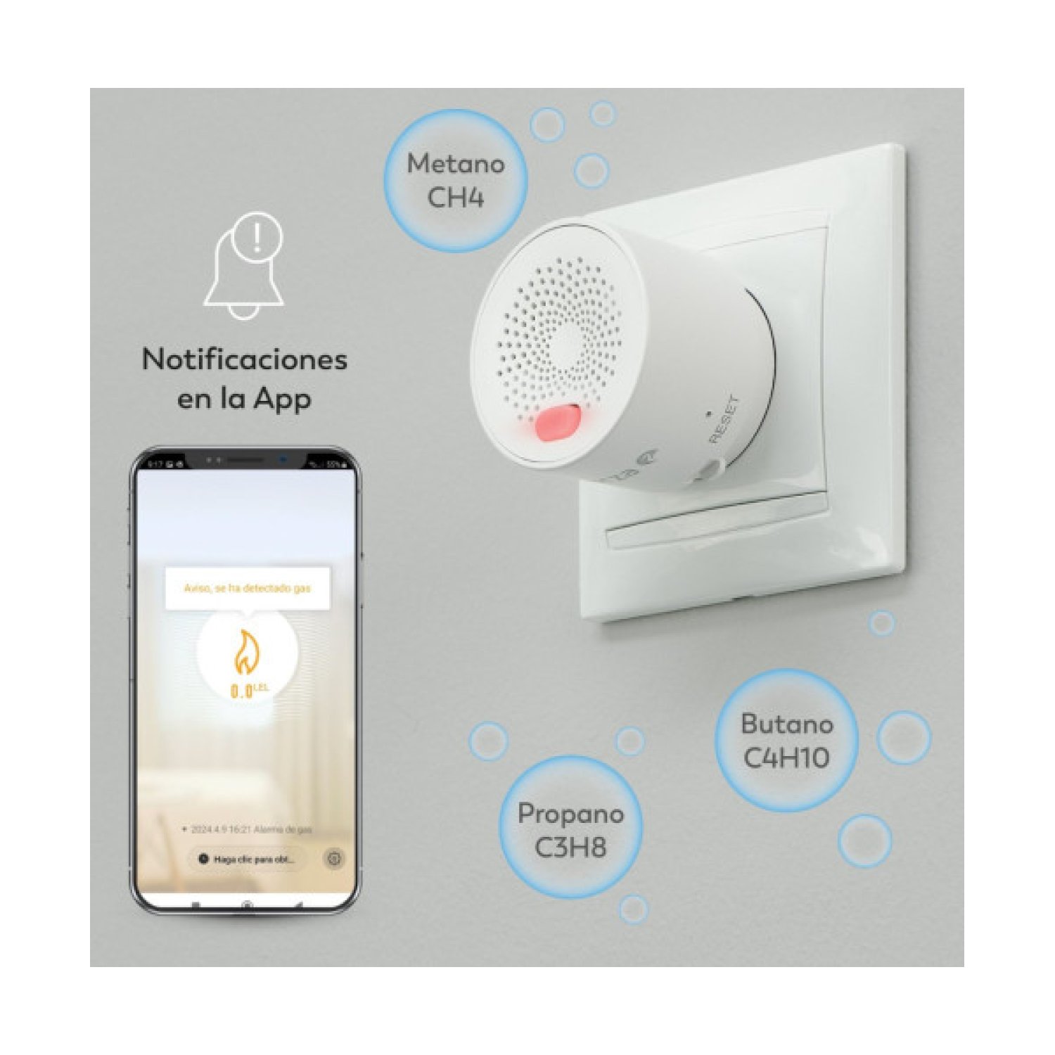 Garza Detector Gas Smart · WiFi · Seguridad Hogar Inteligente