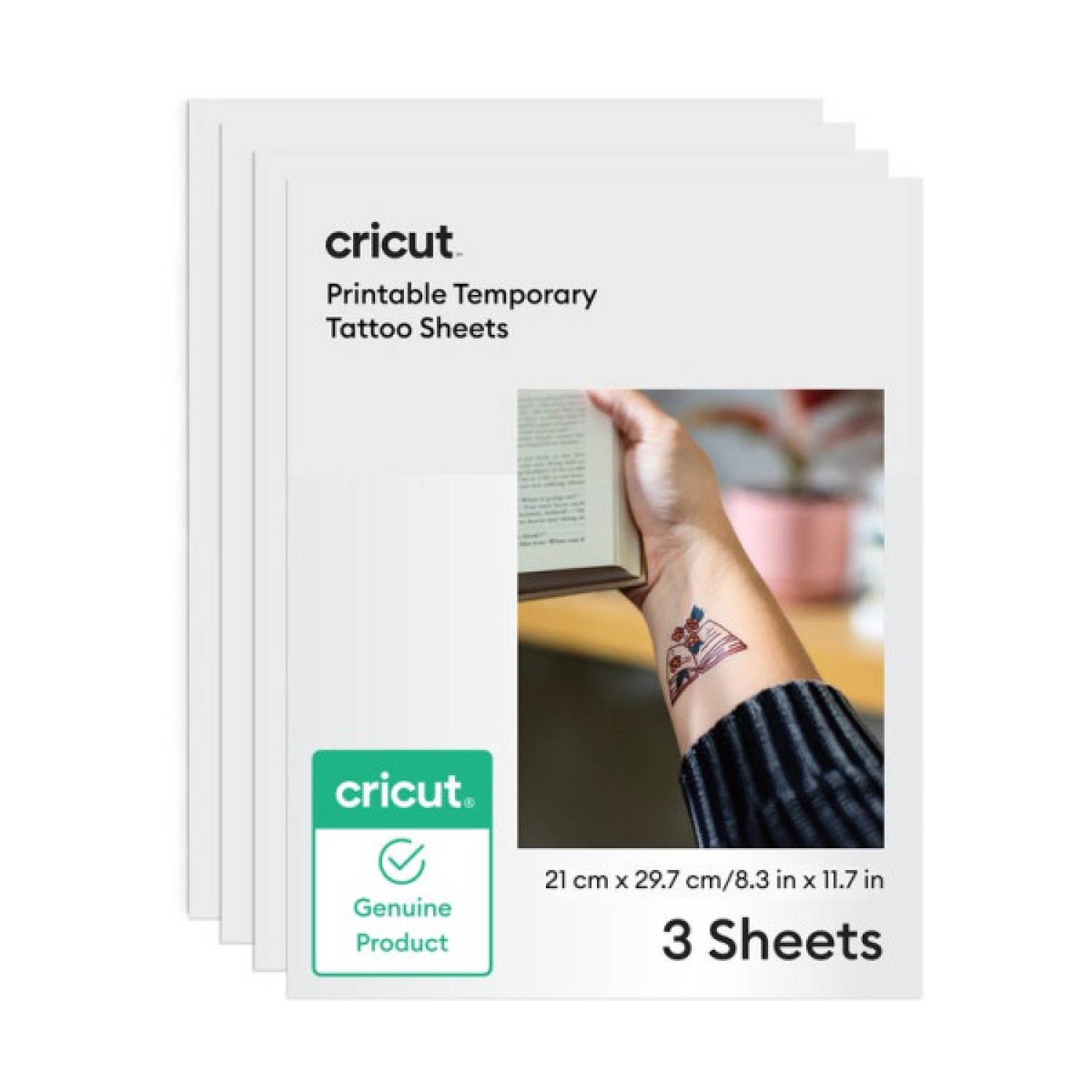 Cricut · Papel Tatuajes Transferibles · A4 Transparente · Pack 3 unidades