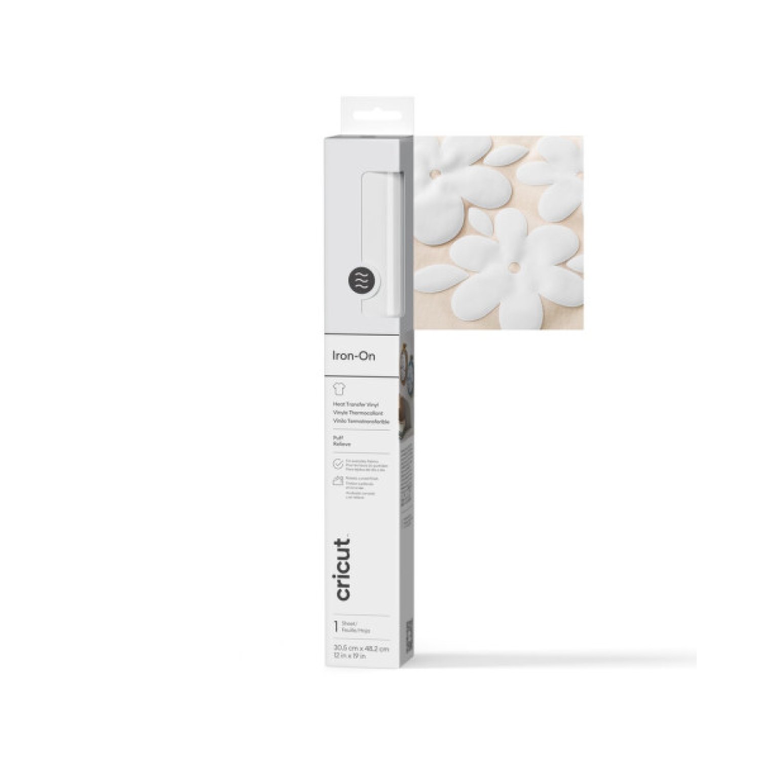 Cricut Puff Iron-On · Vinilo Adhesivo · 30x48cm · Blanco