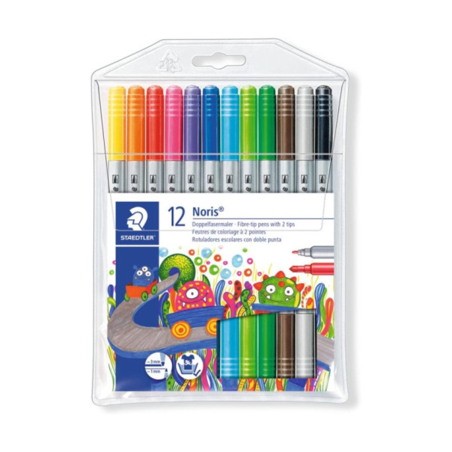 Staedtler 3200 · Estuche 24 Rotuladores Doble Punta · Colores Pastel