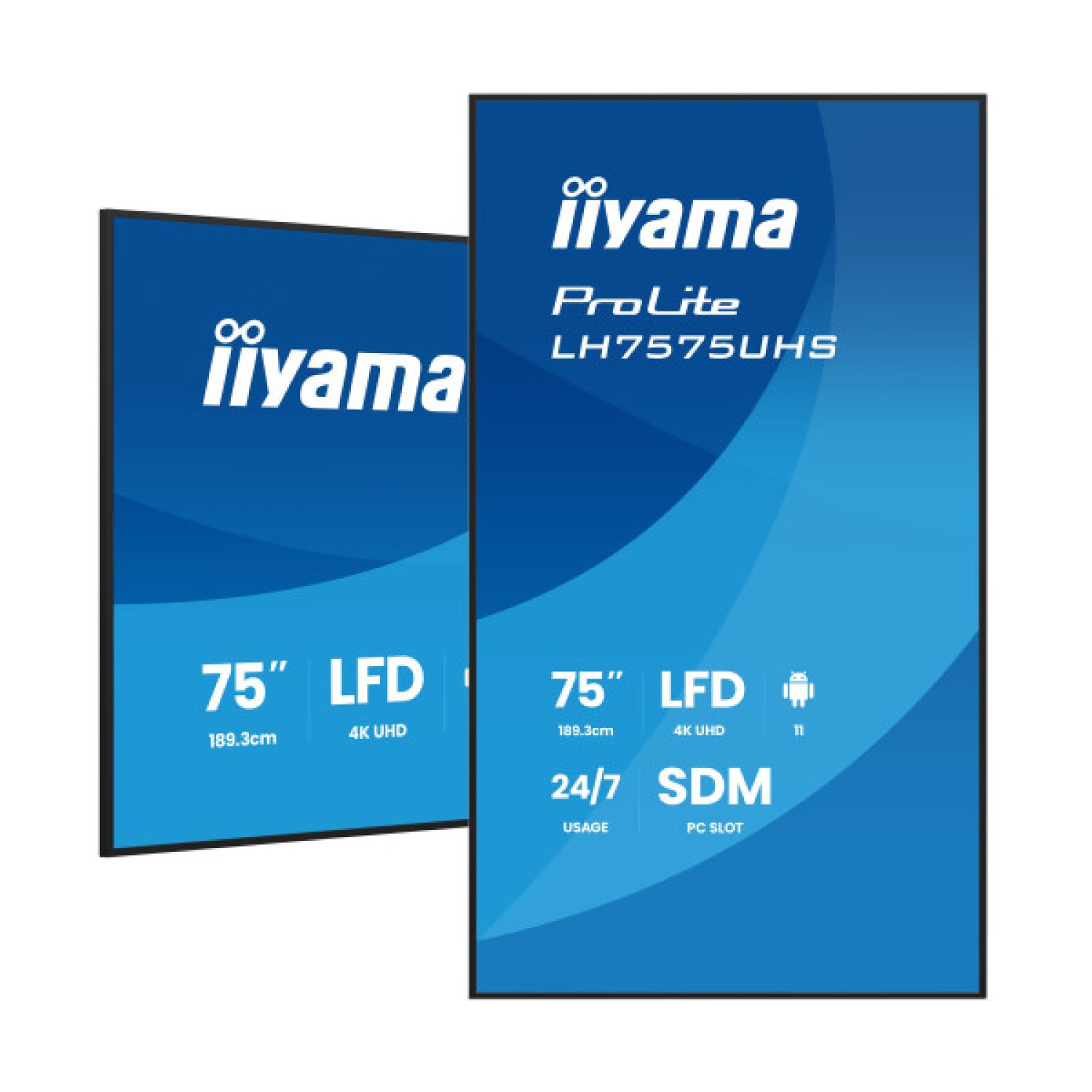 Iiyama LH7575UHS-B2AG · 75" 4K UHD · 3840x2160 · 500 cd/m · 24/7 · Android 11.0