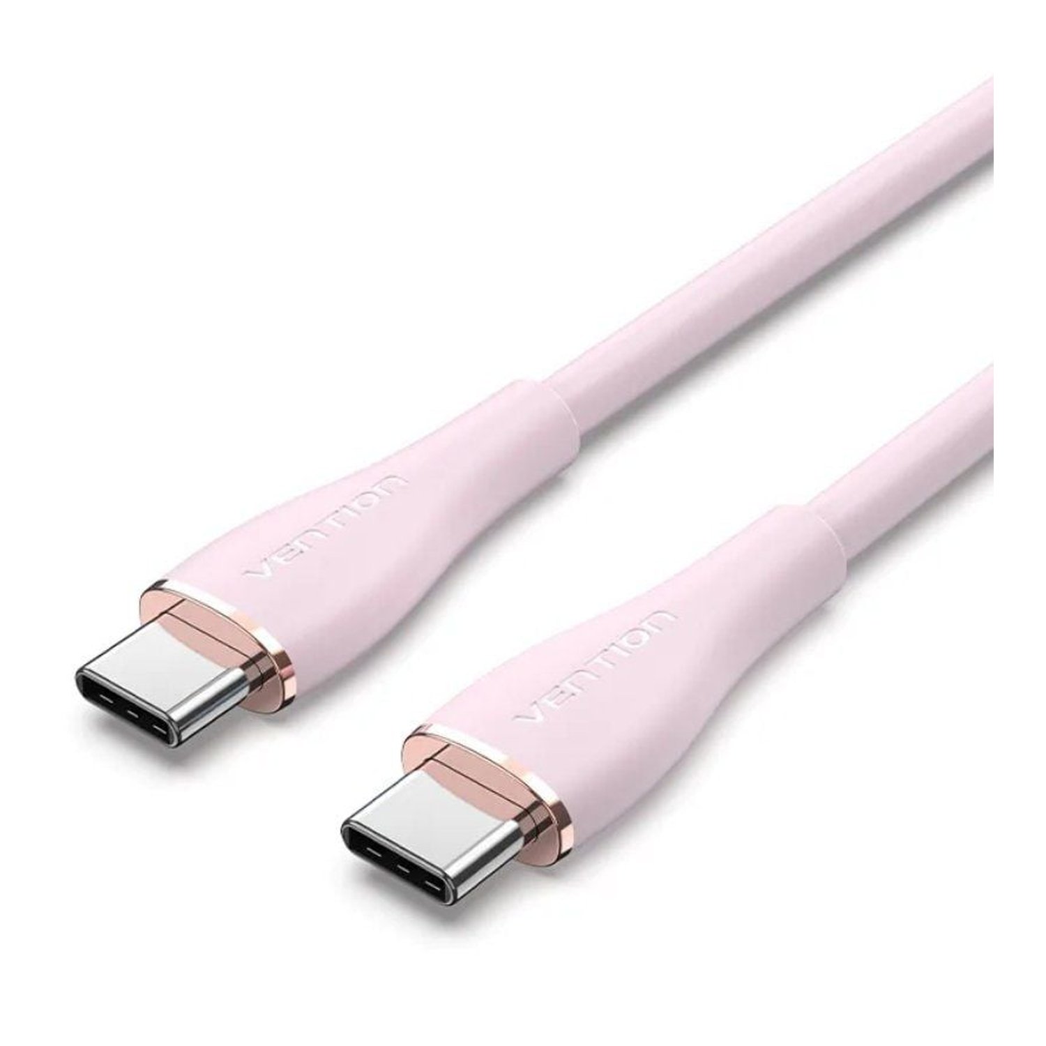 Cable USB 2.0 Tipo-C Vention TAWPF/ USB Tipo-C Macho - USB Tipo-C Macho/ Hasta 100W/ 480Mbps/ 1m/ Rosa