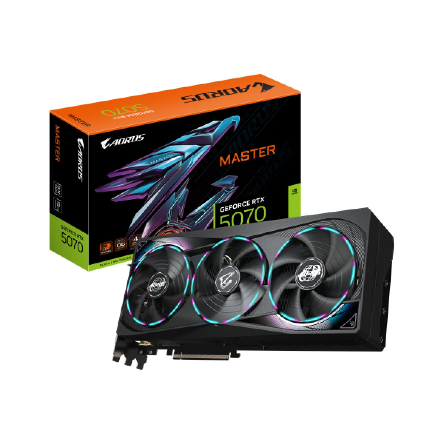 Gigabyte AORUS GeForce RTX 5070 Master · 12GB GDDR7 · PCI-E 5.0 · 3x DP 2.1a · HDMI 2.1b