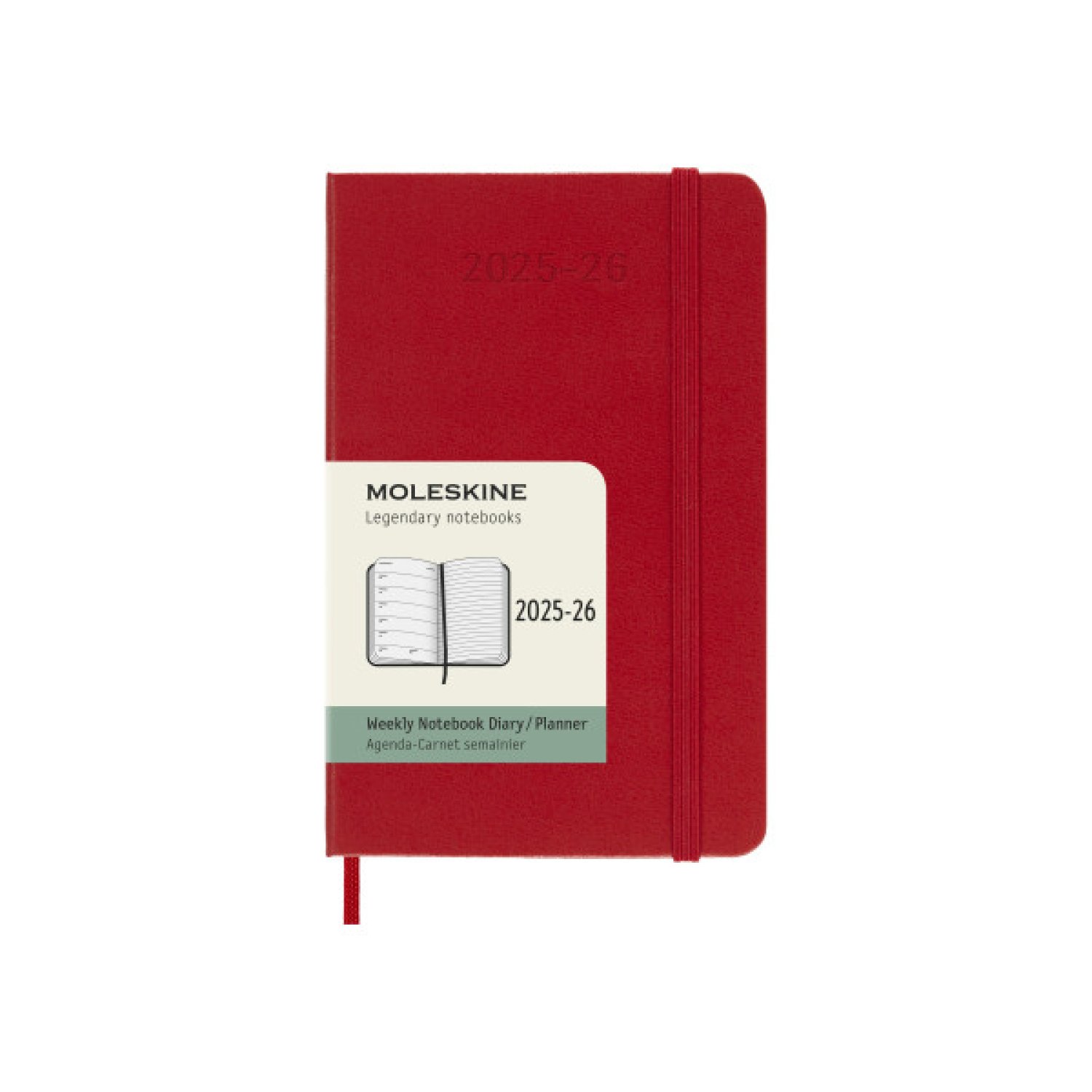 Moleskine · Agenda 2025-2026 Semanal · 18 Meses · 9x14cm · Tapa Dura · Rojo