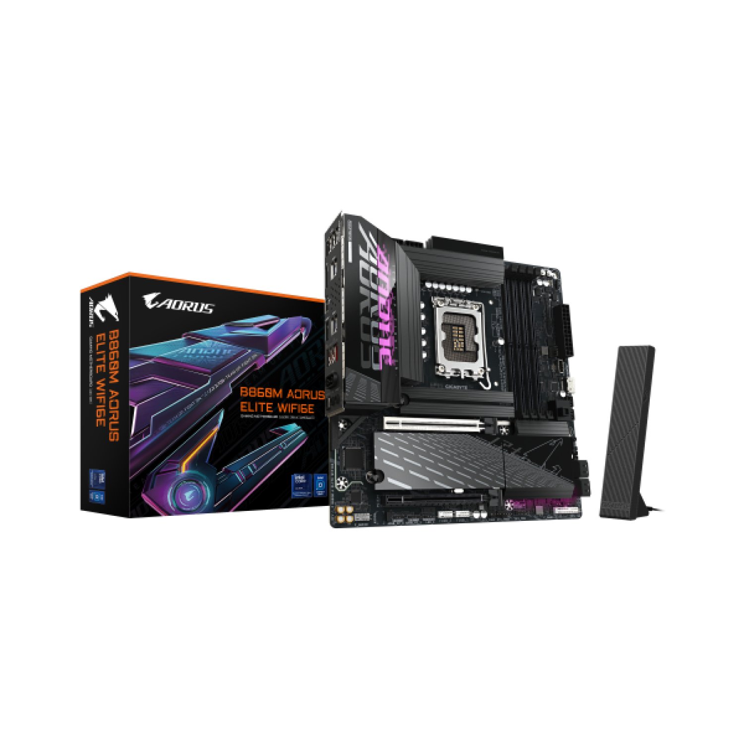 Gigabyte B860M Aorus Elite WiFi6E · Placa Base · Intel Core Ultra · DDR5 9200MHz · PCIe 5.0 · WiFi 6E · Thunderbolt