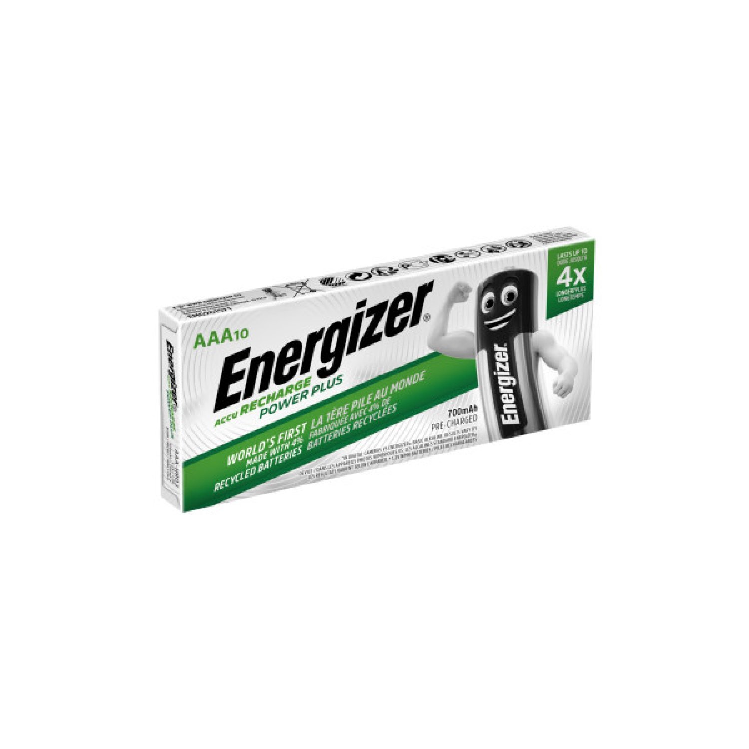 Energizer Power Plus Precision · Pack 10 Pilas AAA Recargables · 700mAh · 1,2V