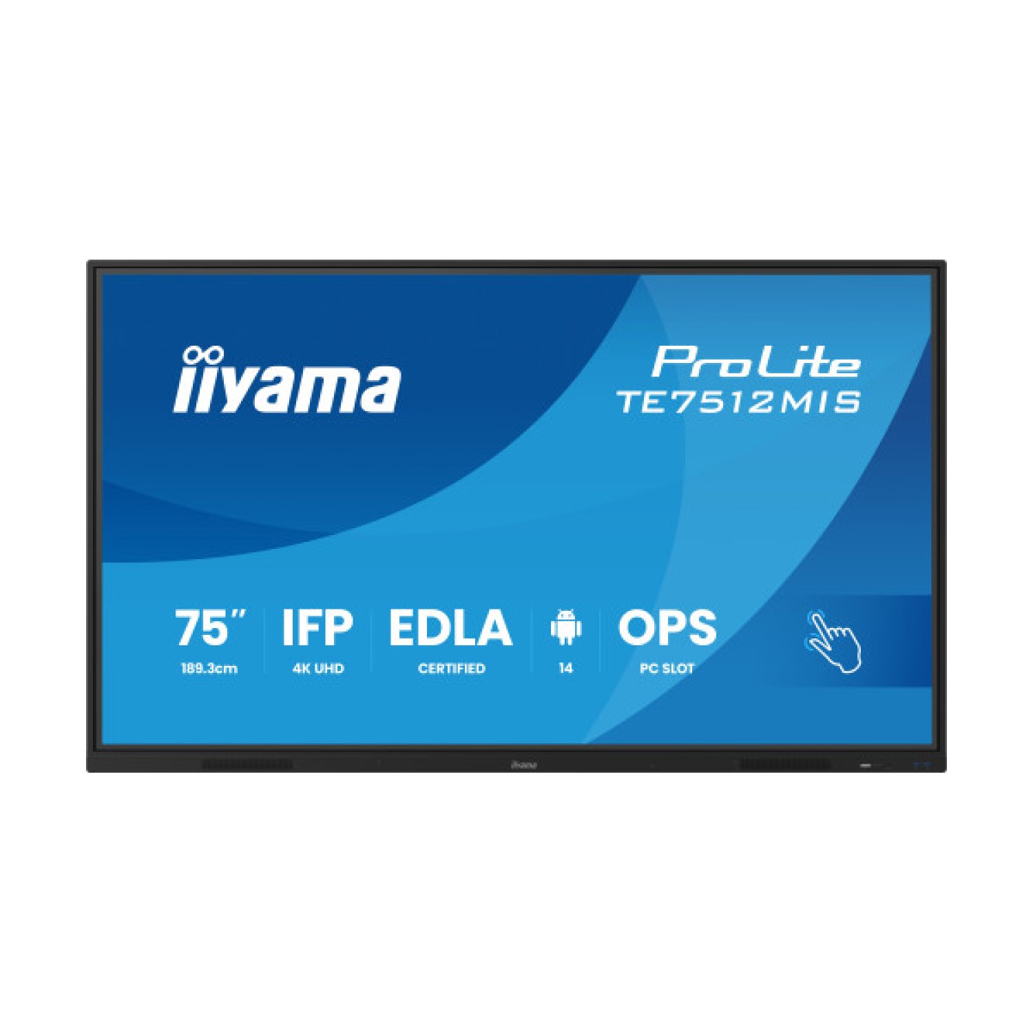 Iiyama Monitor Táctil 75" · 4K UHD 3840x2160 · IPS LED · Android 11 · 8GB RAM · 64GB · WiFi · OPS
