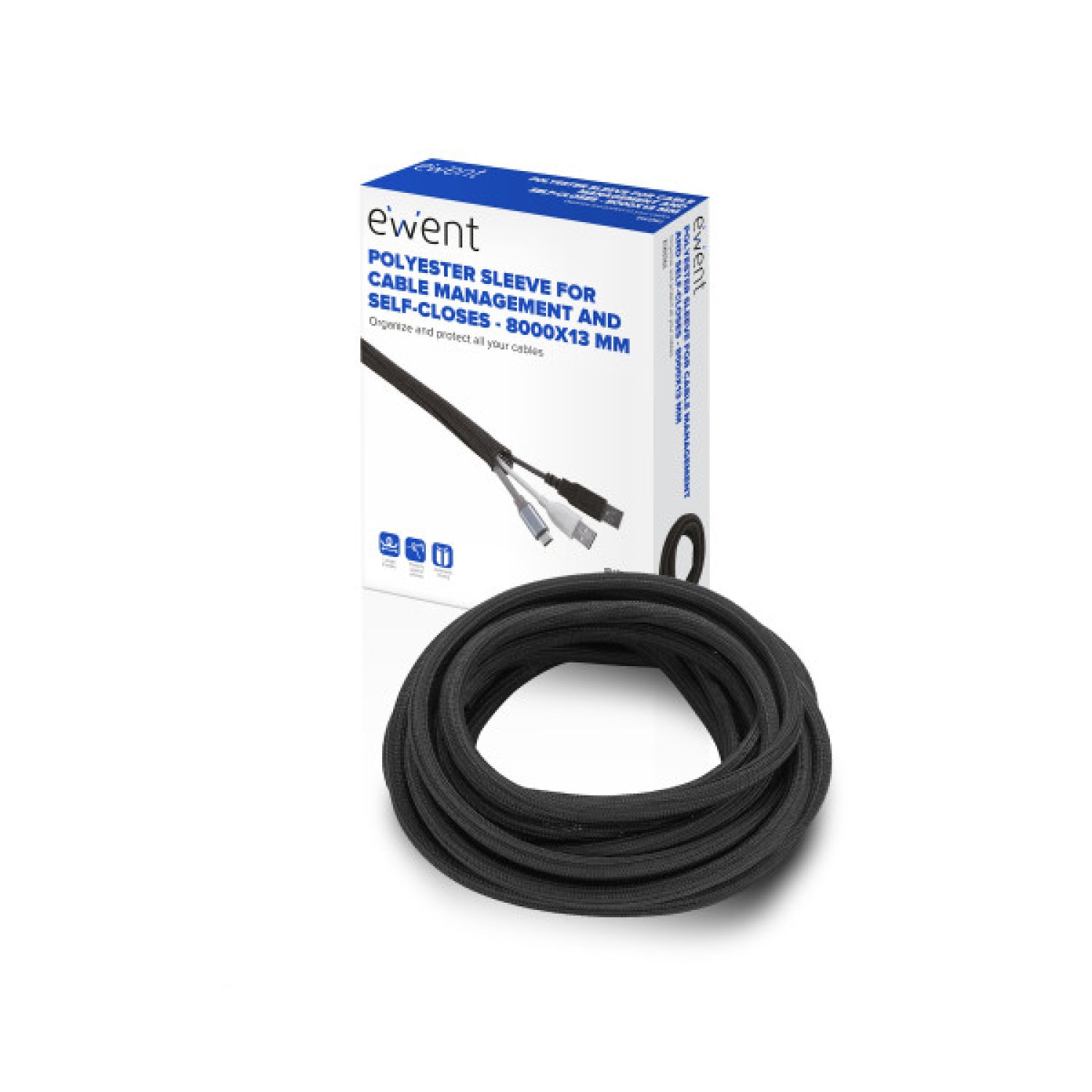 Ewent EW1561 · Organizador de Cables Universal · Pasacables Negro