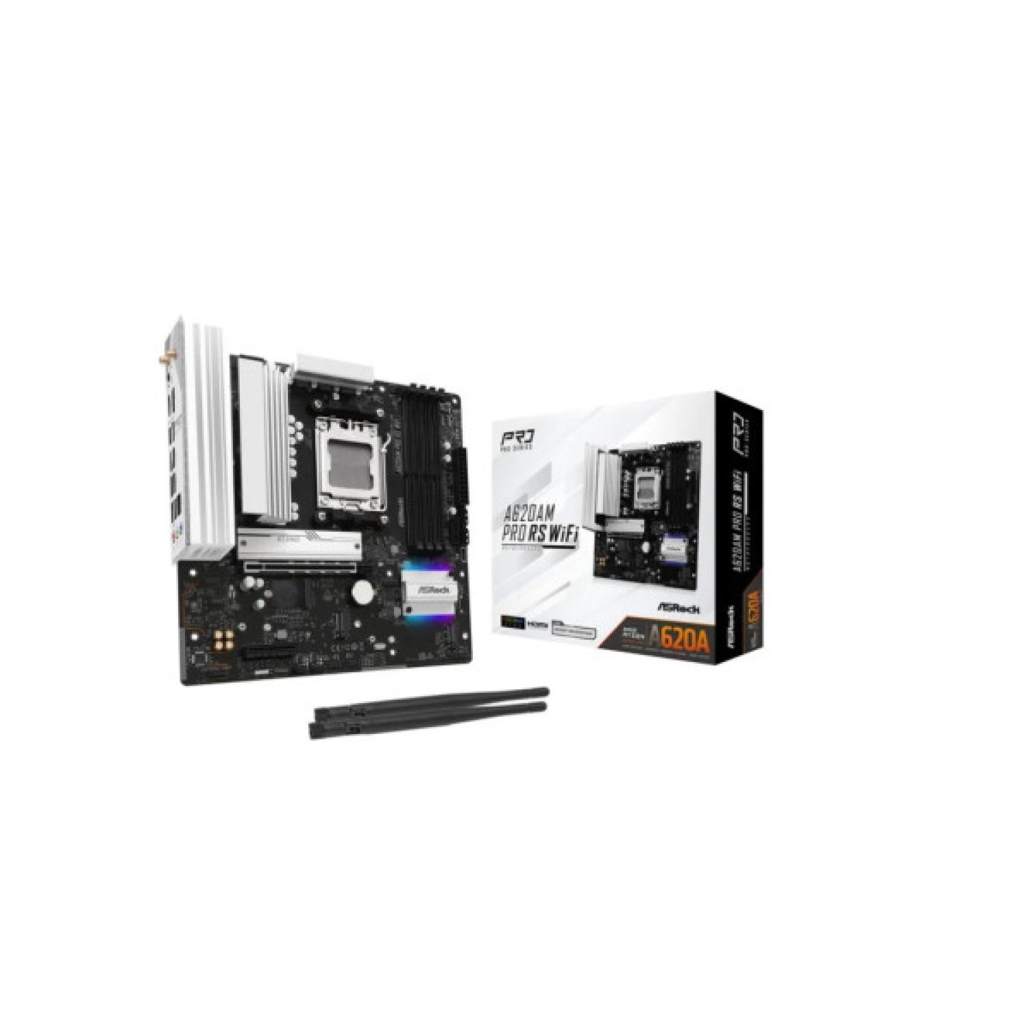 ASRock A620M Pro RS WiFi · Socket AM5 · AMD A620 · DDR5 · WiFi 6E · Bluetooth 5.2