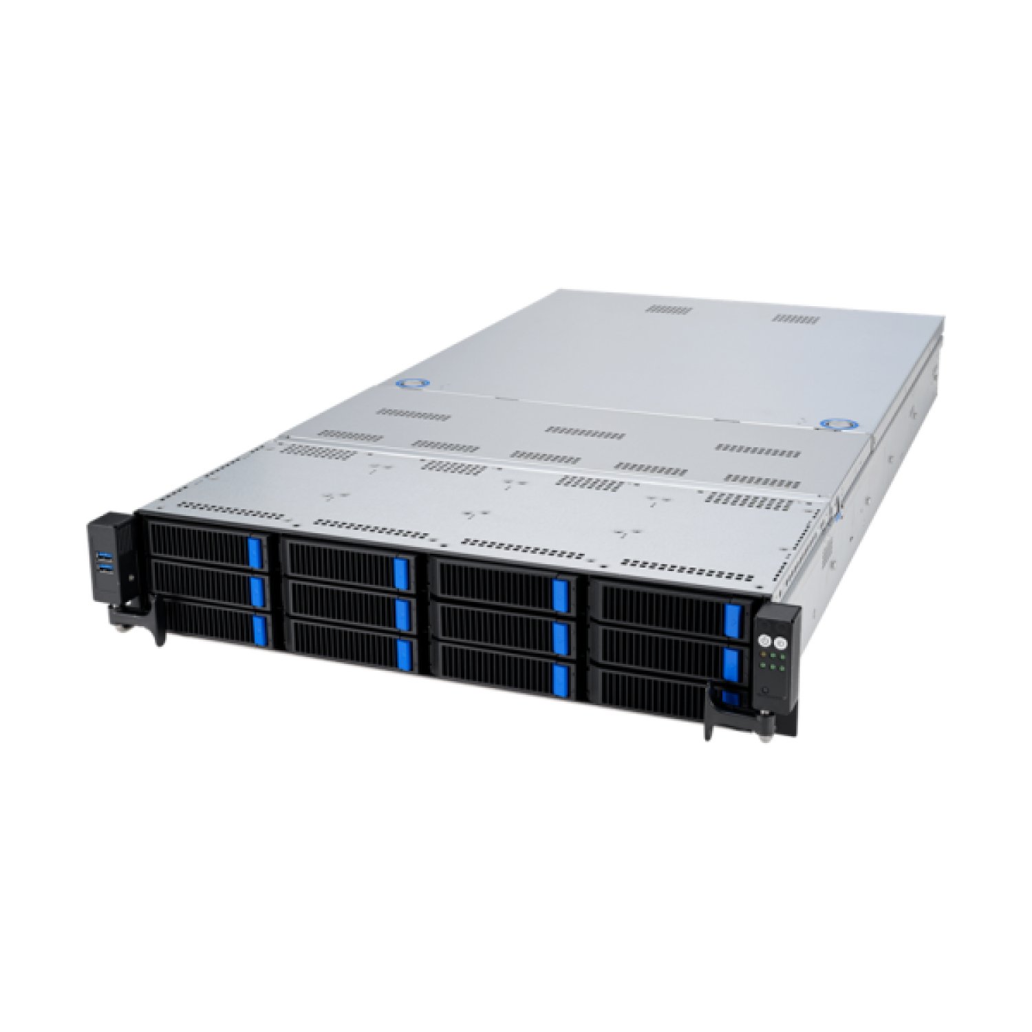 ASUS RS720A-E12 · Servidor Rack 2U · Dual EPYC 7002 · Hasta 2,6TB RAM · 12 Bahías SAS/SATA · 10GbE · VGA