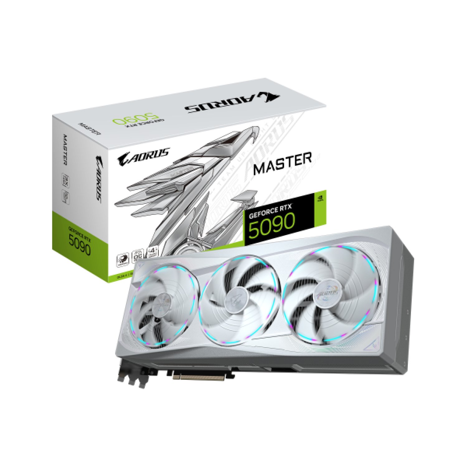 Gigabyte AORUS GeForce RTX 5090 Master ICE · 32GB GDDR7 · 512-bit · PCI-E 5.0 · DP 2.1a · HDMI 2.1b