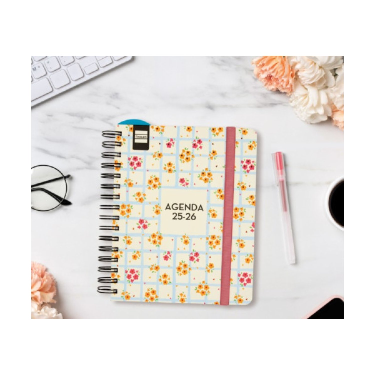 Finocam · Agenda Docente 2025-2026 · Semana Horizontal · 155x212 · Flowers