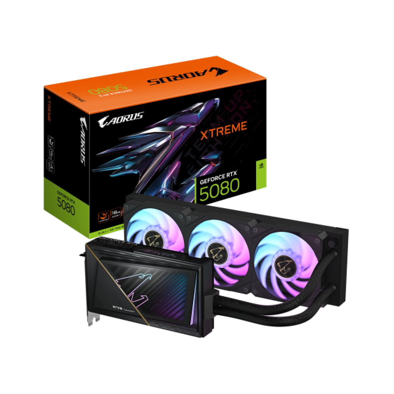 Gigabyte AORUS GeForce RTX 5080 XTREME WATERFORCE · 16GB GDDR7 · PCI-E 5.0 · 2805MHz