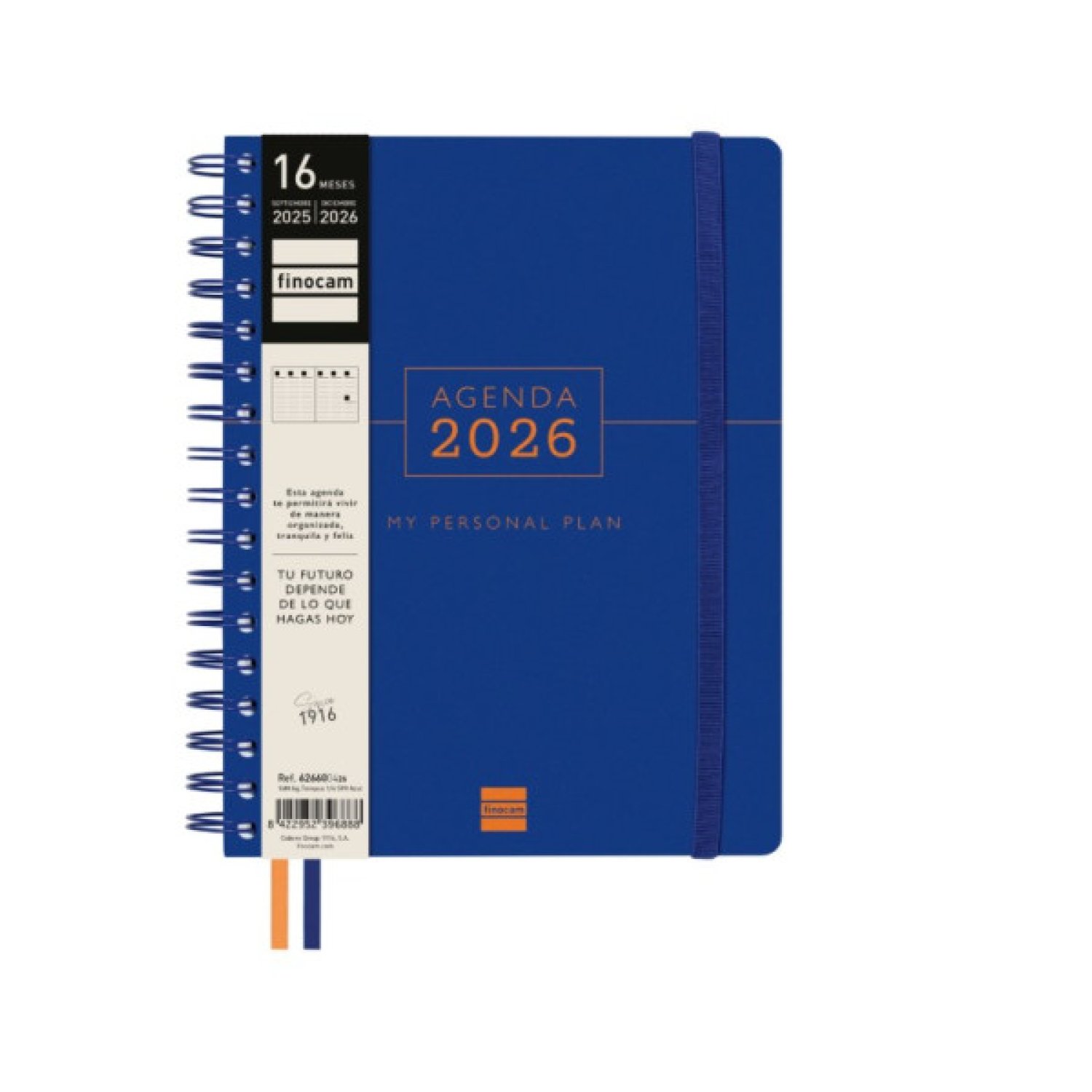 Finocam Agenda 16 Meses · Semana Vertical · Septiembre 2025-Diciembre 2026 · 155x212 mm · Azul
