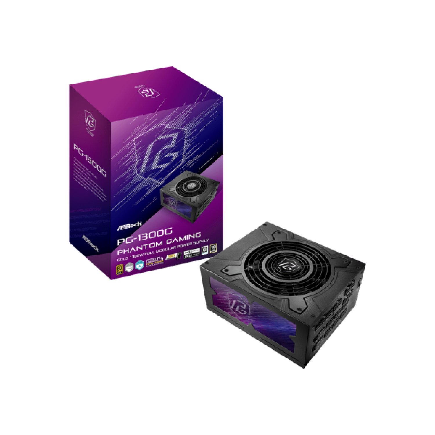 ASRock Phantom Gaming PG-1300G · Fuente ATX 1300W · 20+4 pin · Certificada 80+