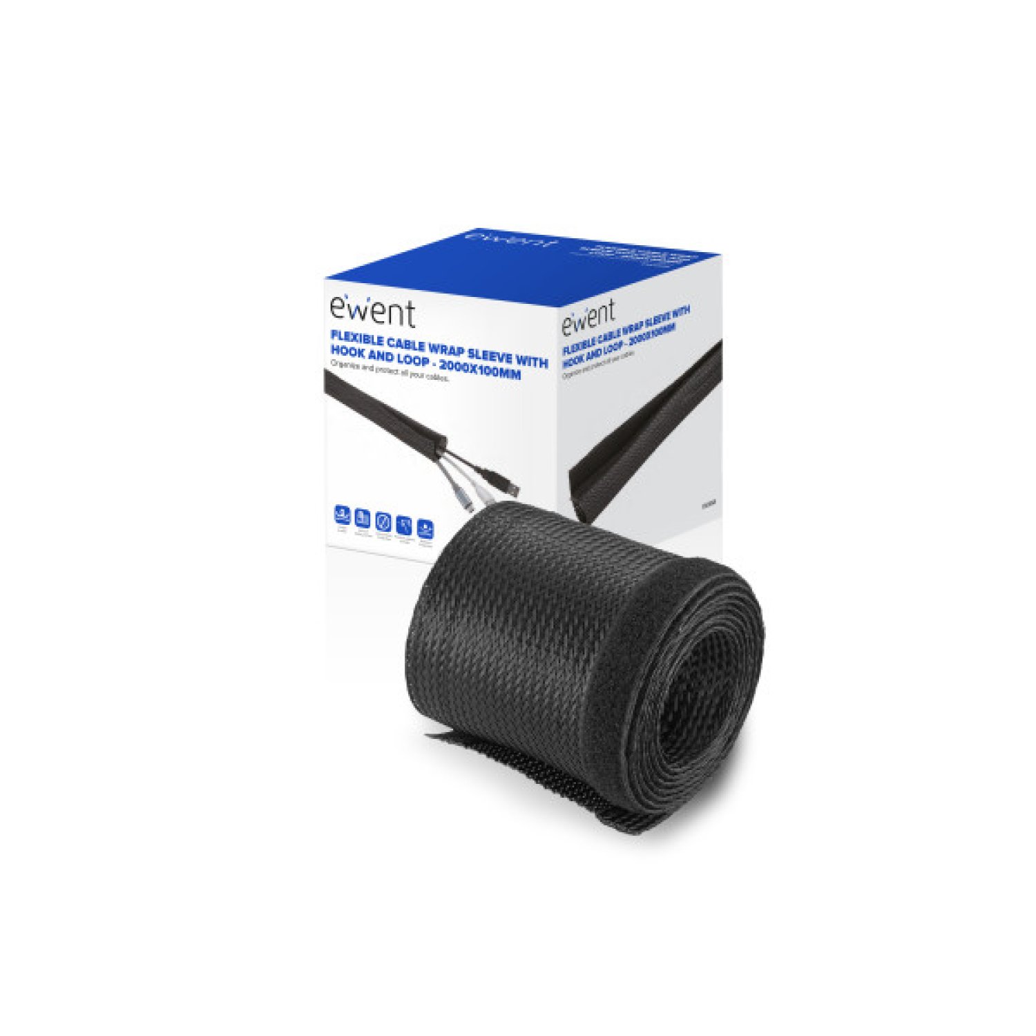 Ewent EW1558 · Organizador de Cables Universal · Pasacables Negro