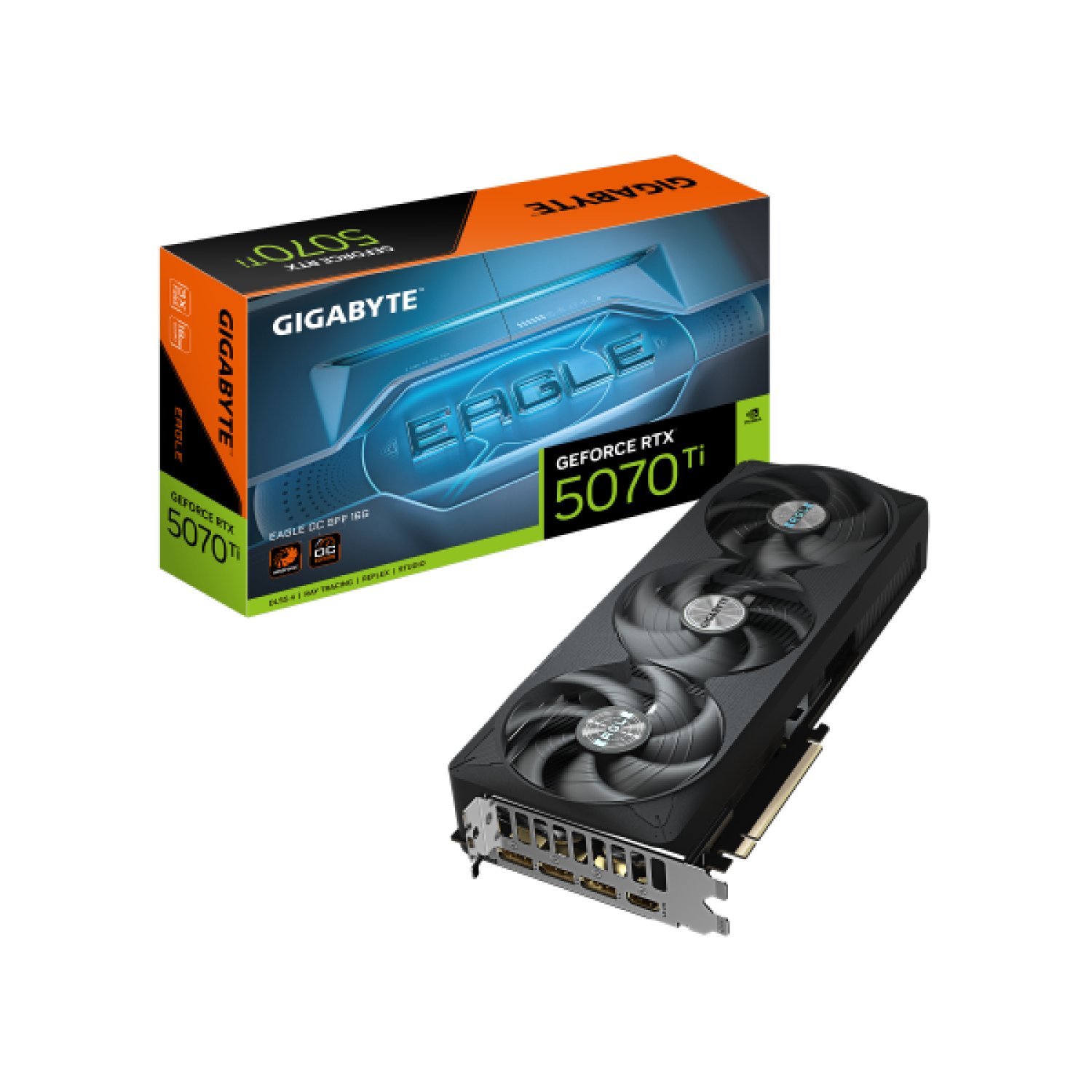 Gigabyte GeForce RTX 5070 Ti Eagle OC · 16GB GDDR7 · PCI-E 5.0 · 256 bits · 3xDP 2.1a · HDMI 2.1b