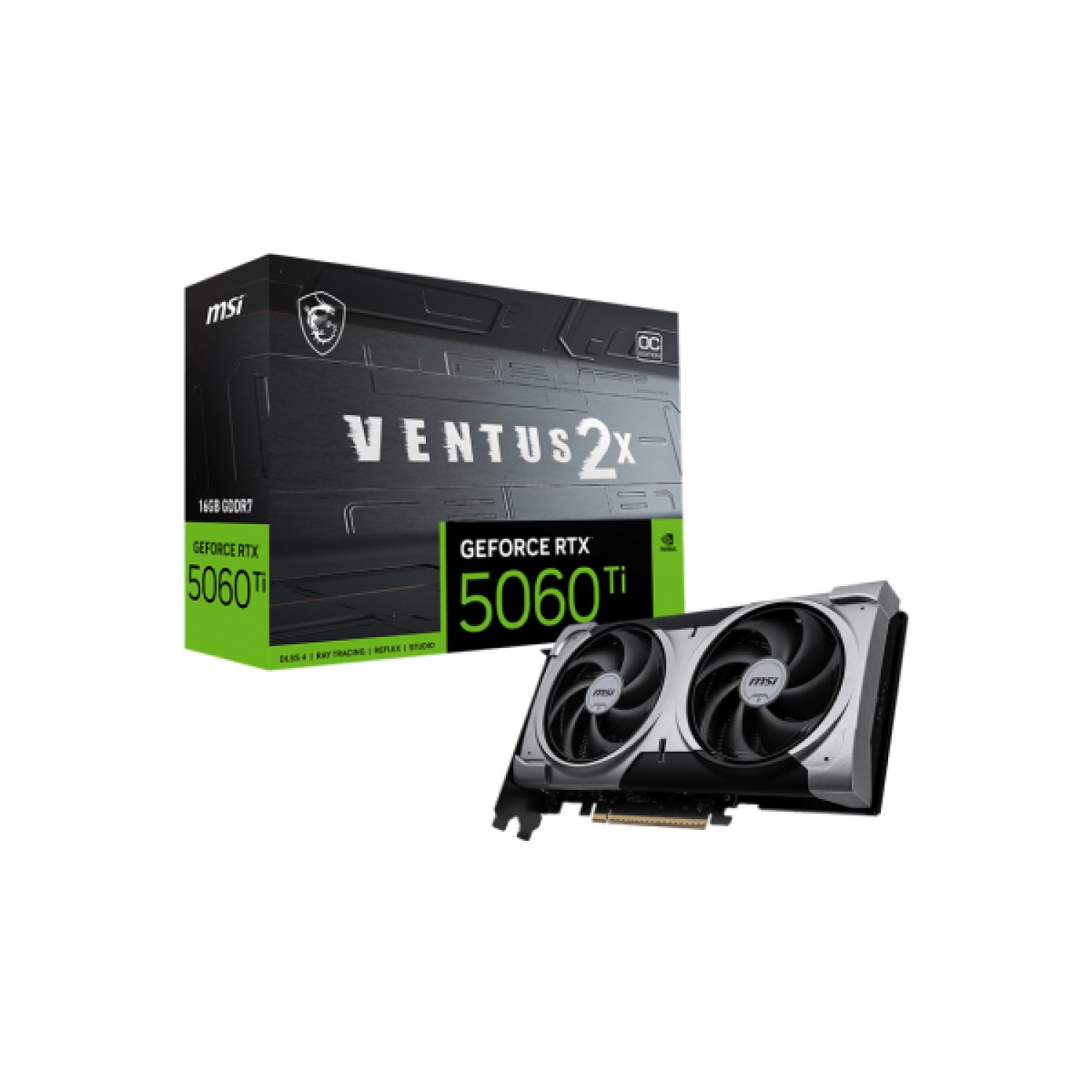 MSI VENTUS · GeForce RTX 5060 Ti · 16GB GDDR7 · 2X OC PLUS