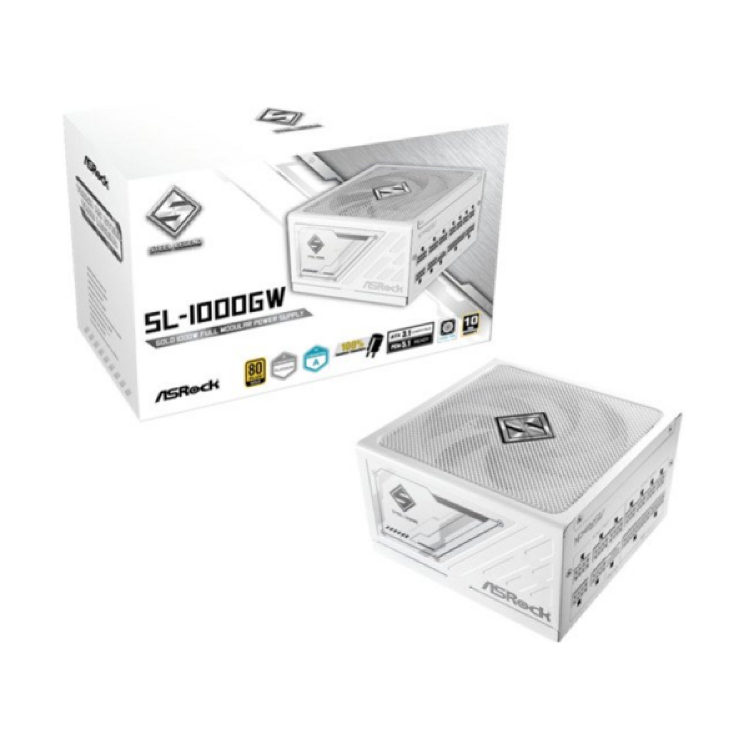 ASRock SL-1000GW · Fuente 1000W · 80 Plus Gold · Modular · PCI-E 5.1 · Blanca