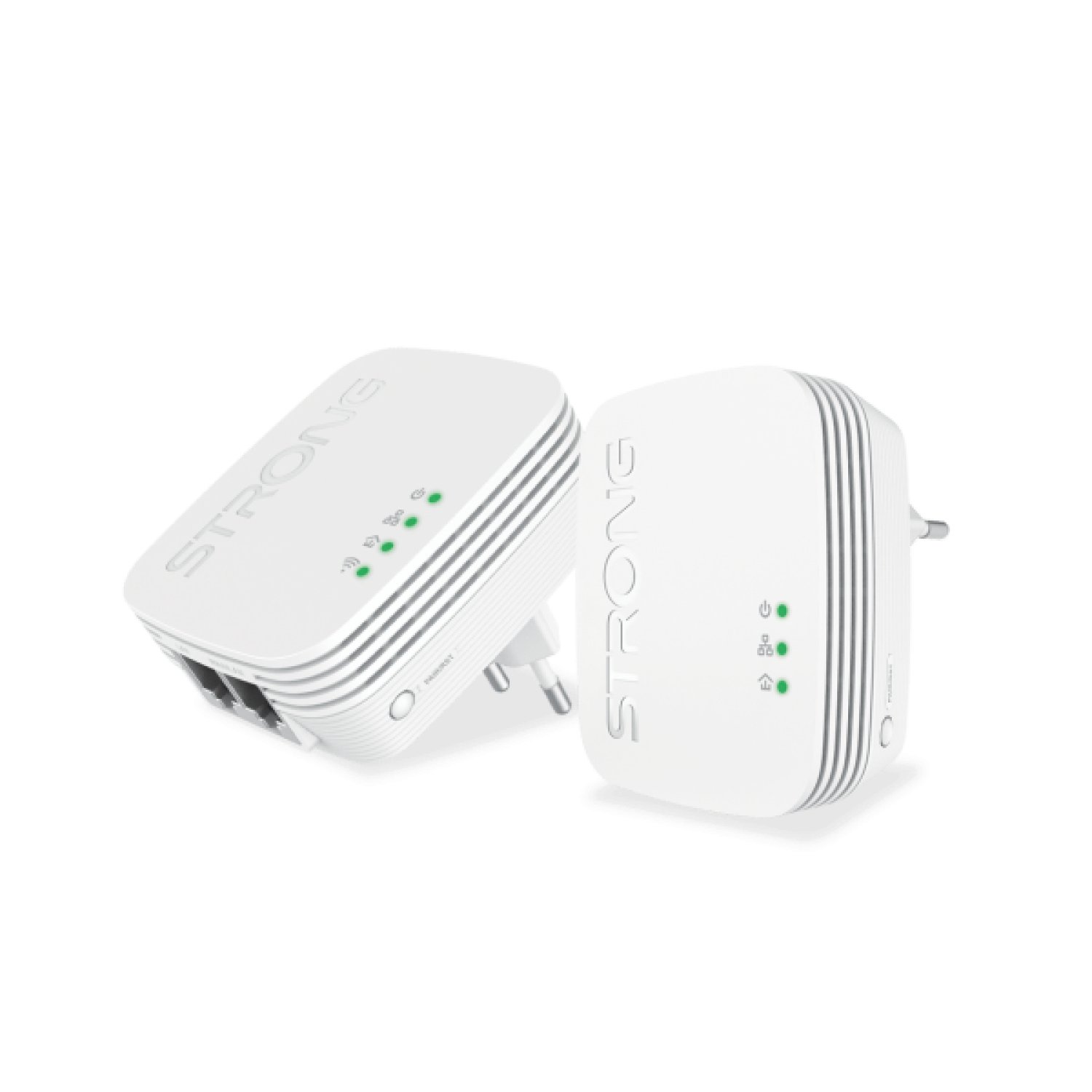 Strong PowerLine 600 · Adaptador Powerline · 600 Mbit/s · Ethernet + WiFi · Pack 2 unidades