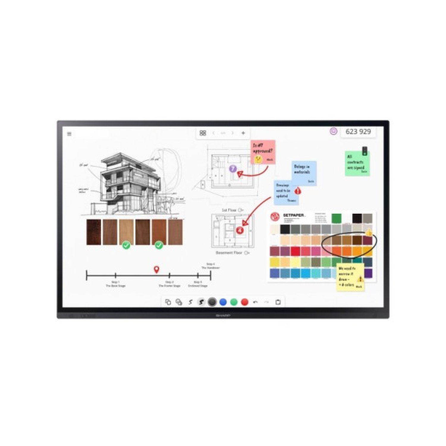 Sharp PN-LA752 · 75" LCD 4K · 500 cd/m² · Táctil · 24/7 · Señalización Digital