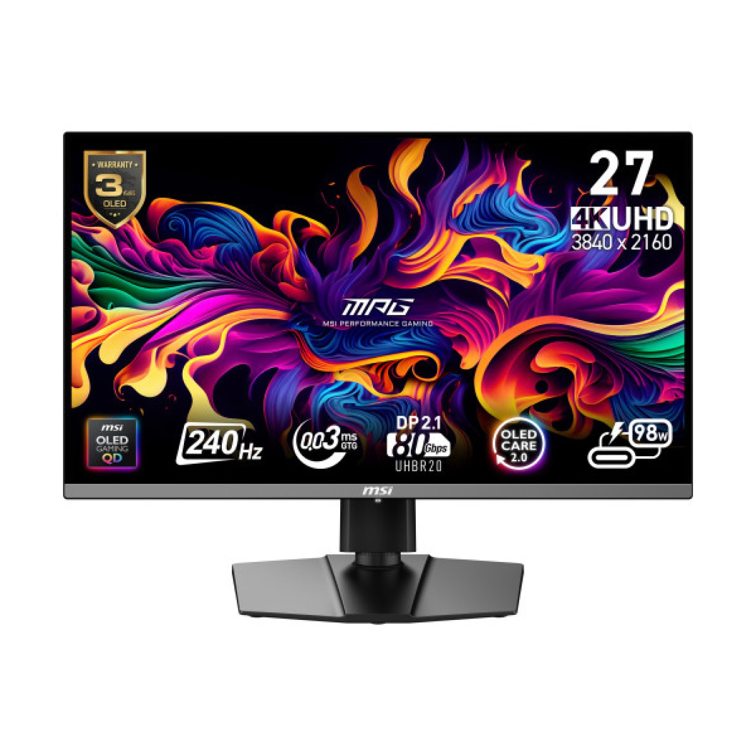 MSI MPG 272URX · 26,5" QD-OLED · 4K UHD · 3840x2160 · Gaming