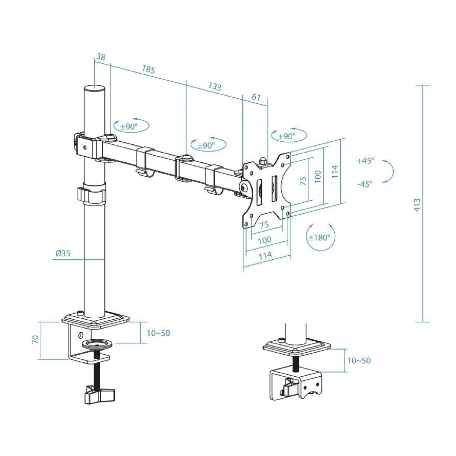 TooQ · Soporte de Mesa para Pantalla · 17"-32" · Negro