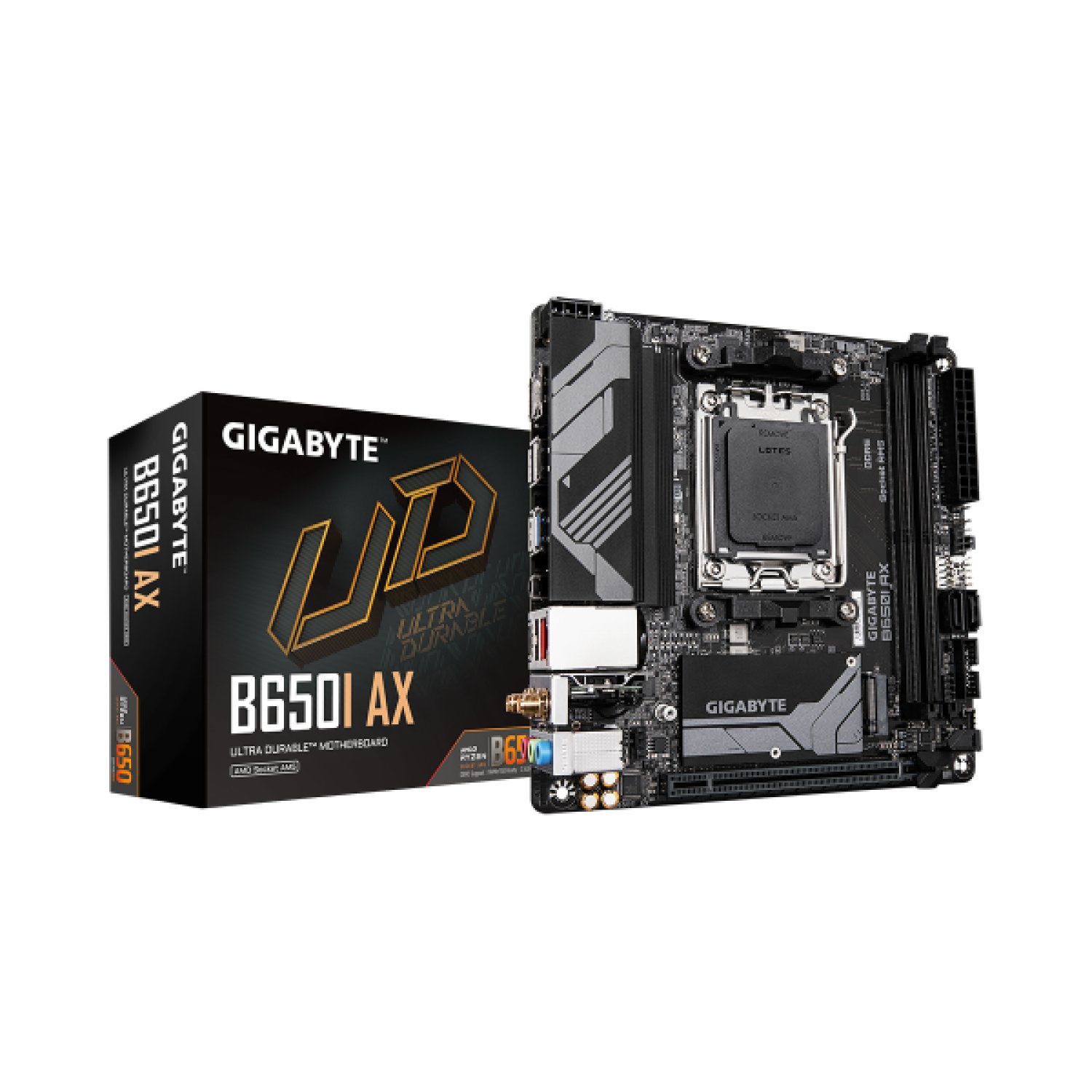 Gigabyte B650I AX · Placa Base Mini-ITX · AMD Ryzen 9000 · DDR5 6400MHz · PCIe 4.0 · WiFi 6E · 2,5GbE