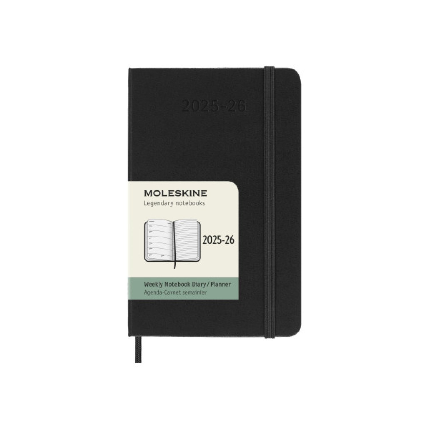 Moleskine Agenda 2025-2026 · Semanal · 18 meses · 9x14 cm · Tapa dura · Negra