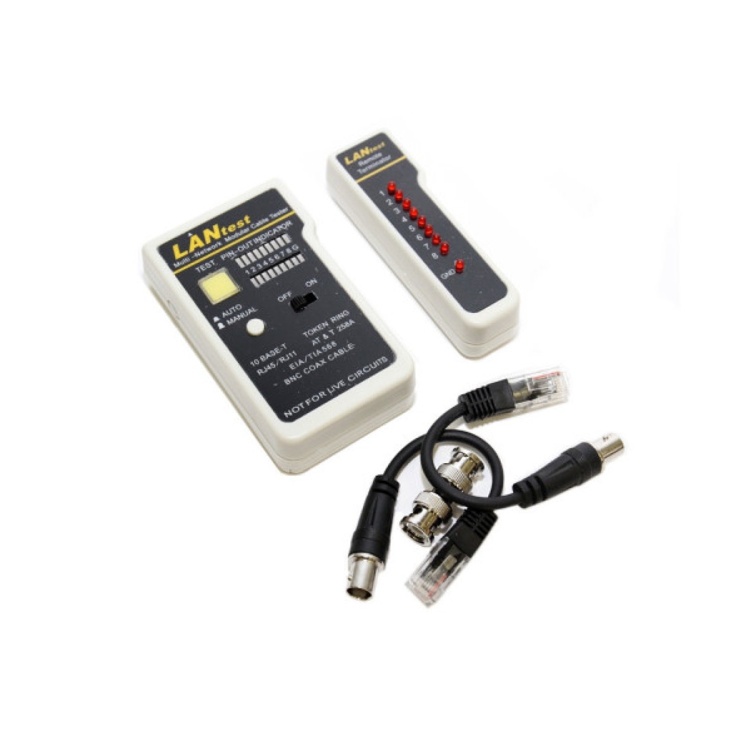 WP · Comprobador de Cables de Red · Testeo RJ45 · Negro/Blanco
