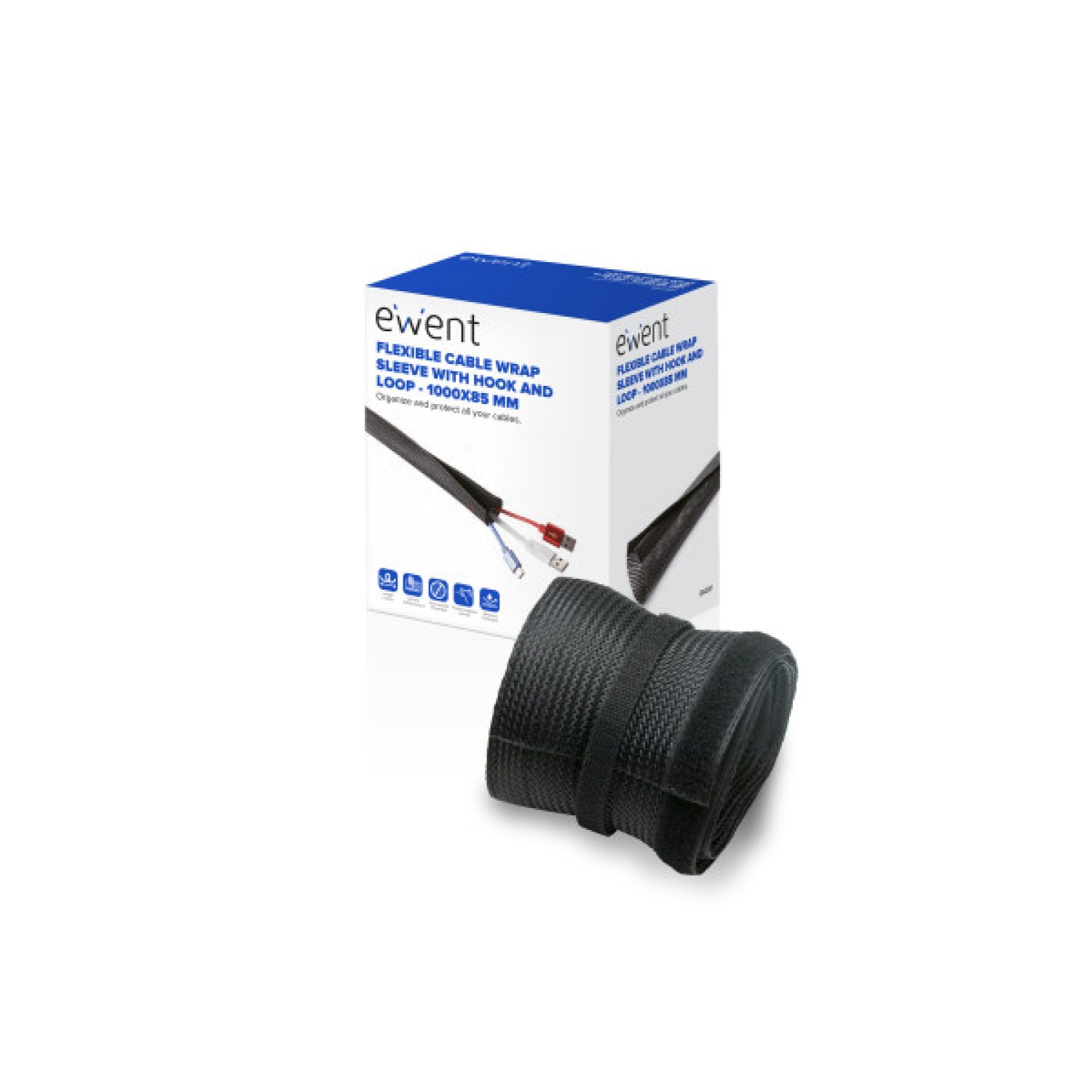 Ewent EW1557 · Organizador de Cables Universal · Pasacables Negro