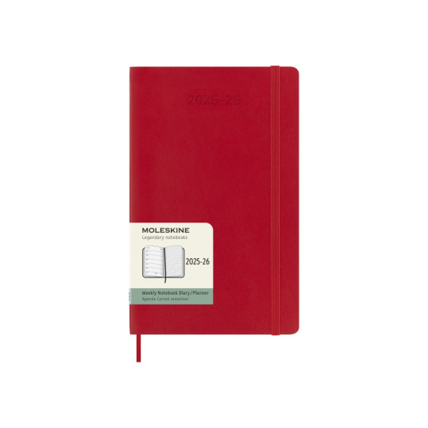 Moleskine Agenda 2025-2026 · Semanal 18 meses · 13x21 cm · Rojo · Tapa blanda