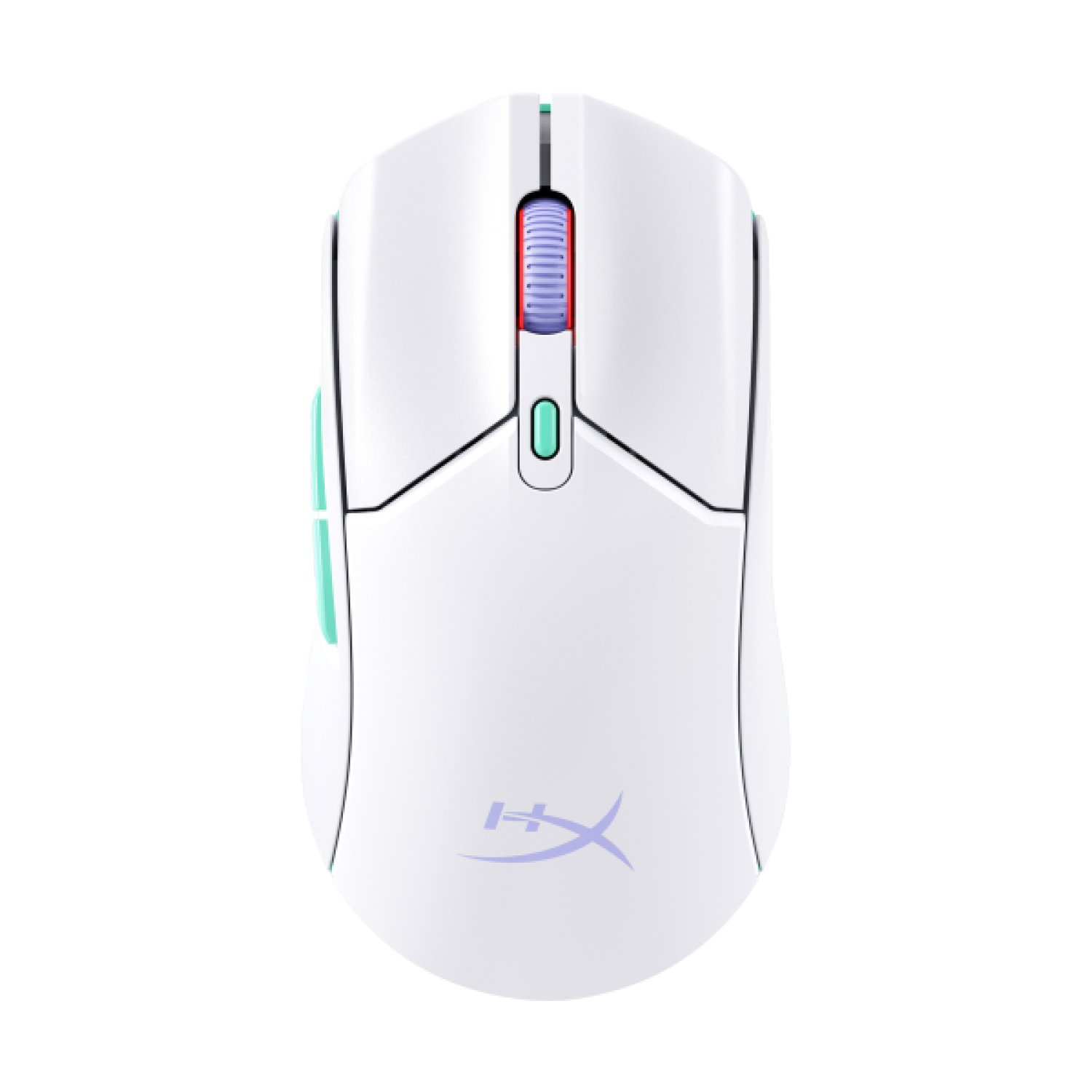 HyperX Pulsefire Haste 2 Core · Ratón Gaming Inalámbrico · Blanco/Verde/Púrpura