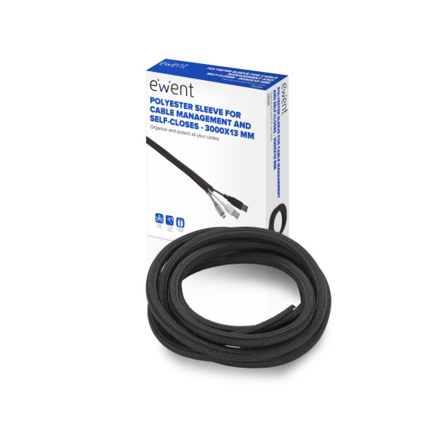 Ewent EW1559 · Organizador de Cables Universal · Pasacables · Negro
