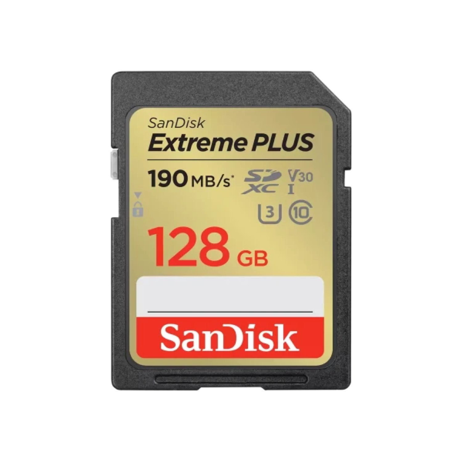 SanDisk Extreme Plus · 128GB SDXC · 190MB/s Lectura · UHS-I · Class 10 · V30