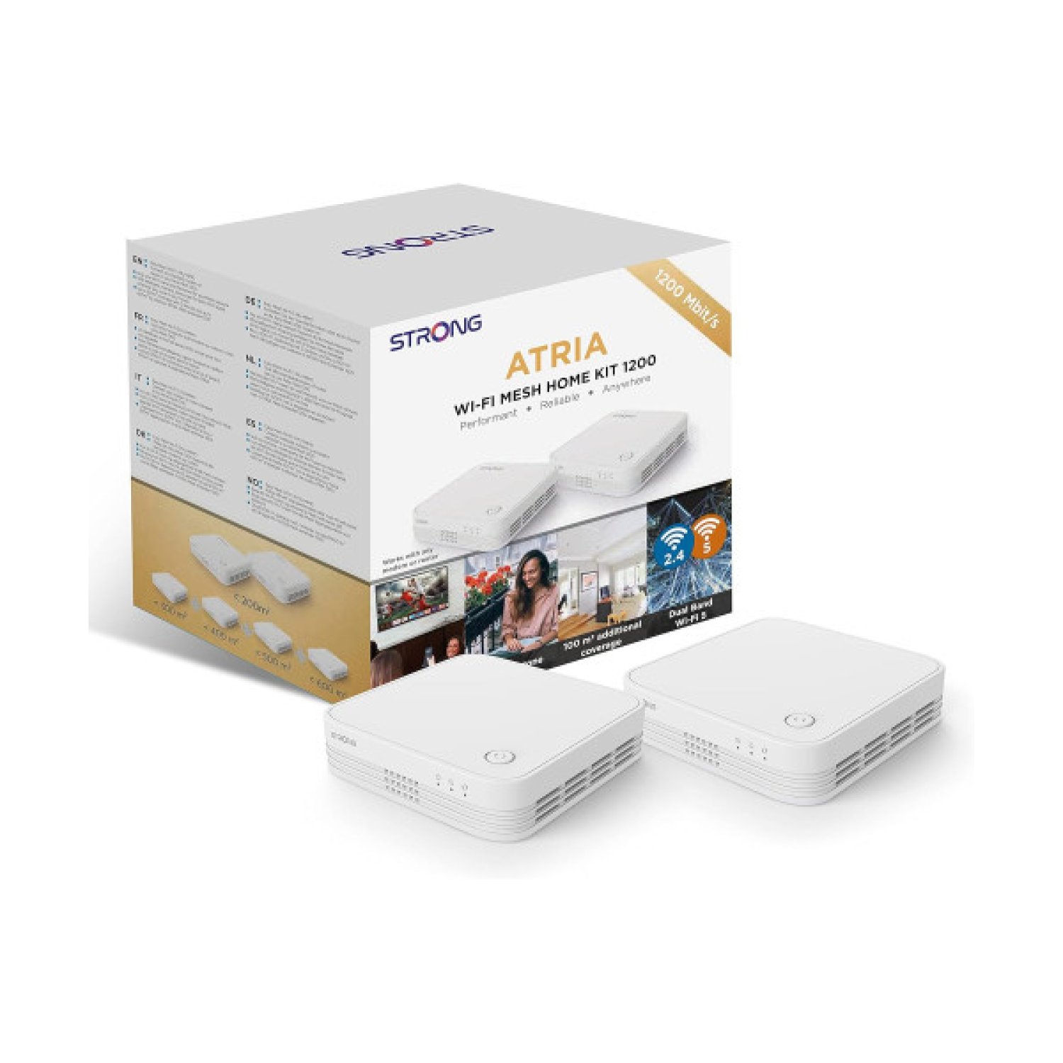 Strong Wi-Fi Mesh Home Kit 1200 · Wi-Fi 5 · Doble banda 2,4/5 GHz · 3 unidades · Blanco