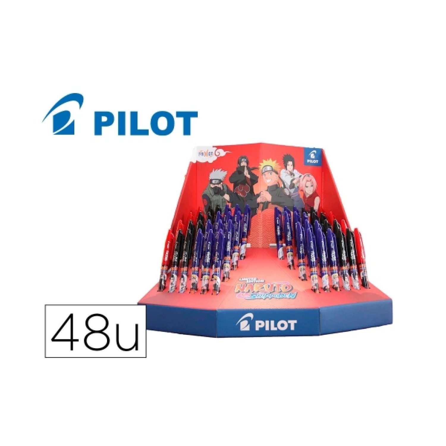 Pilot Frixion · Expositor 48 Unidades · Bolígrafos Borrables · Temática Naruto