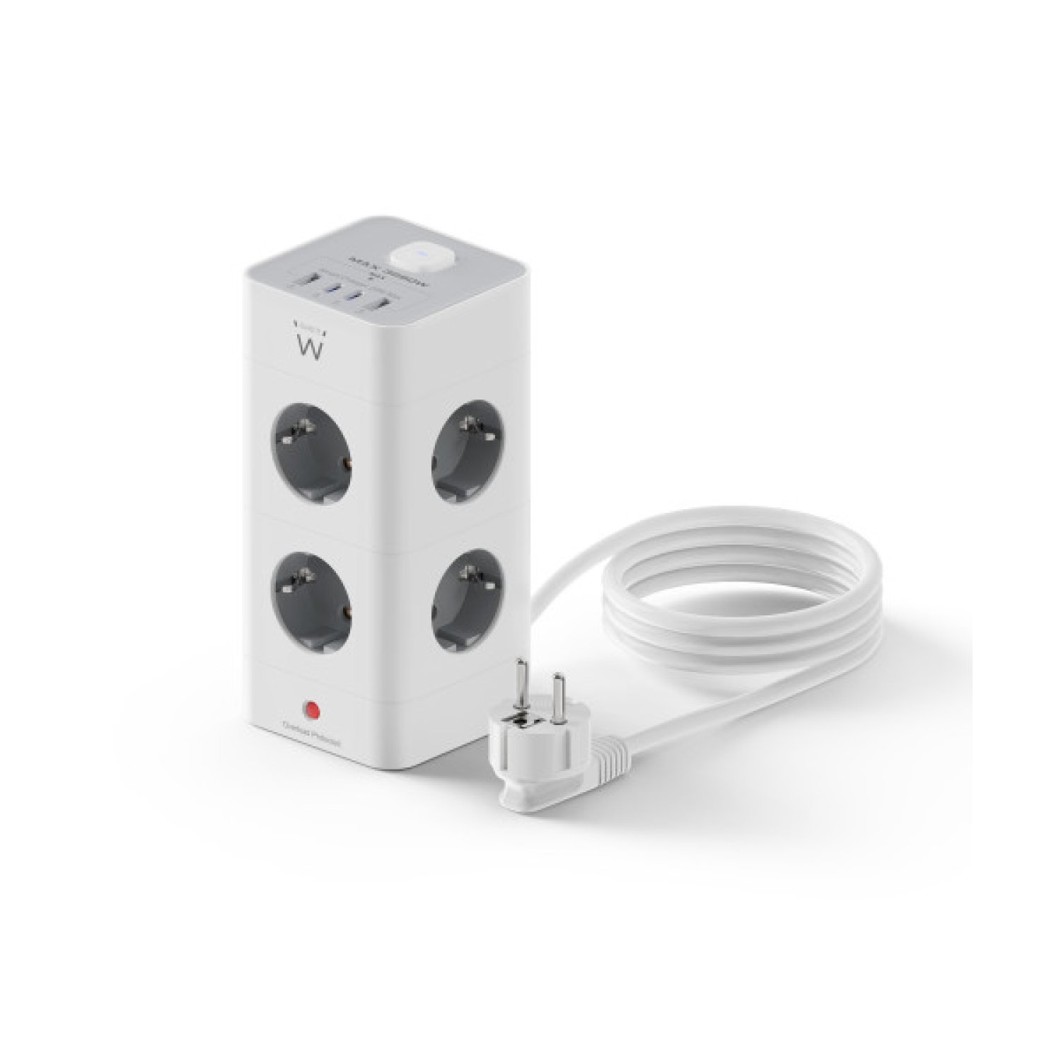 Ewent EW3864 · Base Múltiple · 8 Salidas AC · 2m · Interior · Gris/Blanco